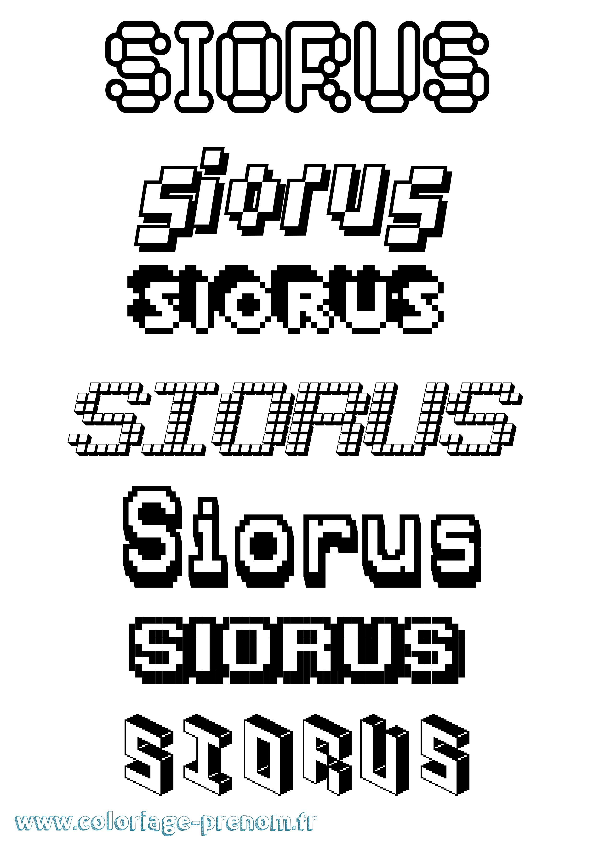 Coloriage Siorus Pixel Coloriage prénom Siorus Pixel