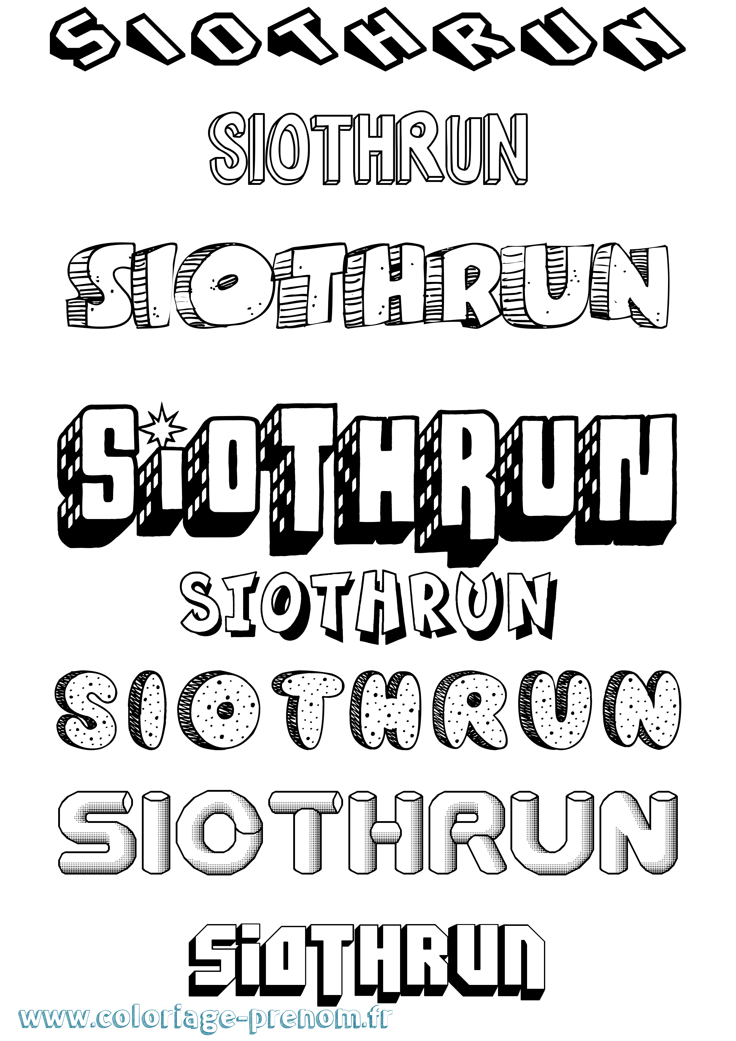 Coloriage Siothrún Effet 3D Coloriage prénom Siothrún Effet 3D