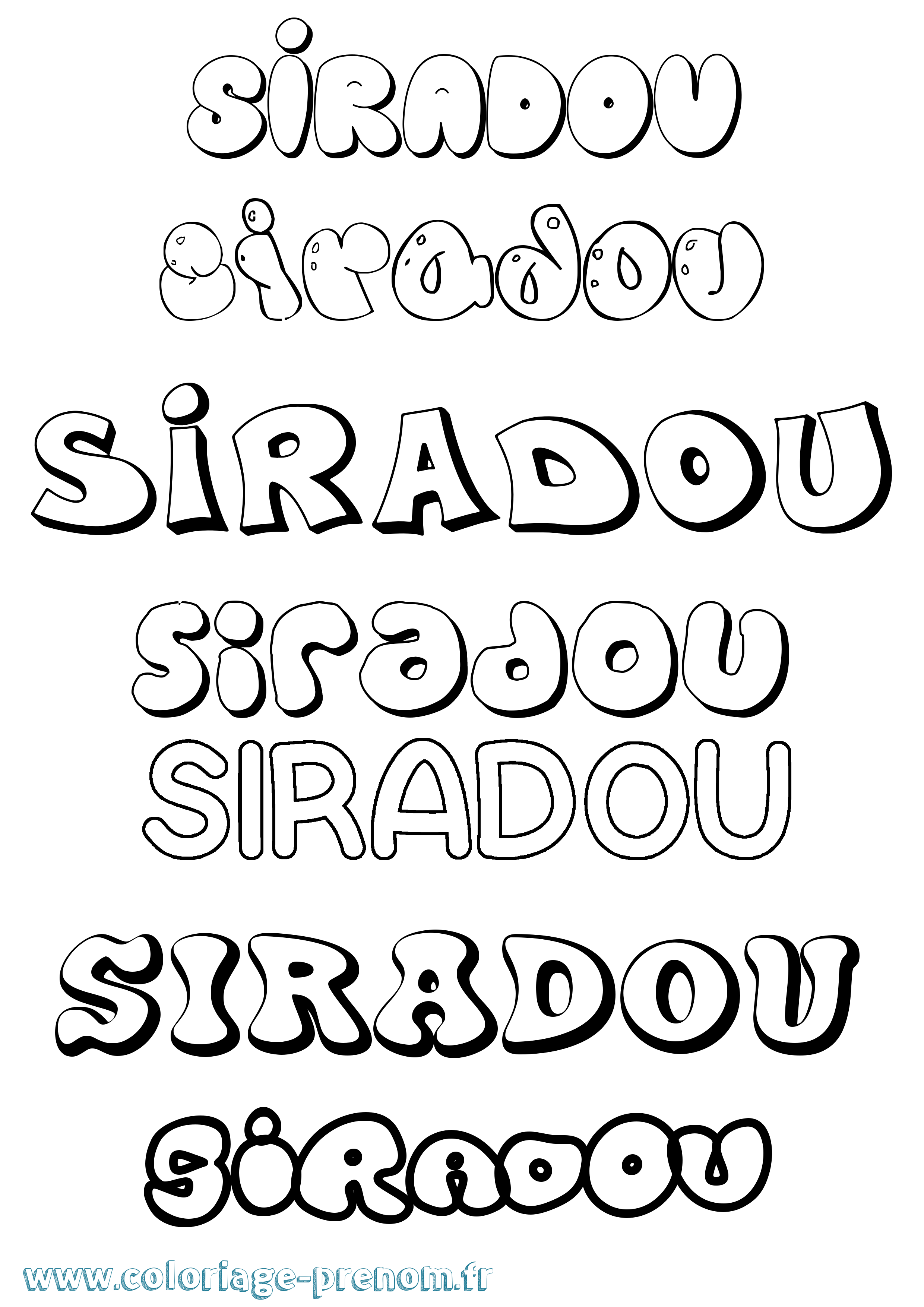 Coloriage Siradou Bubble Coloriage prénom Siradou Bubble
