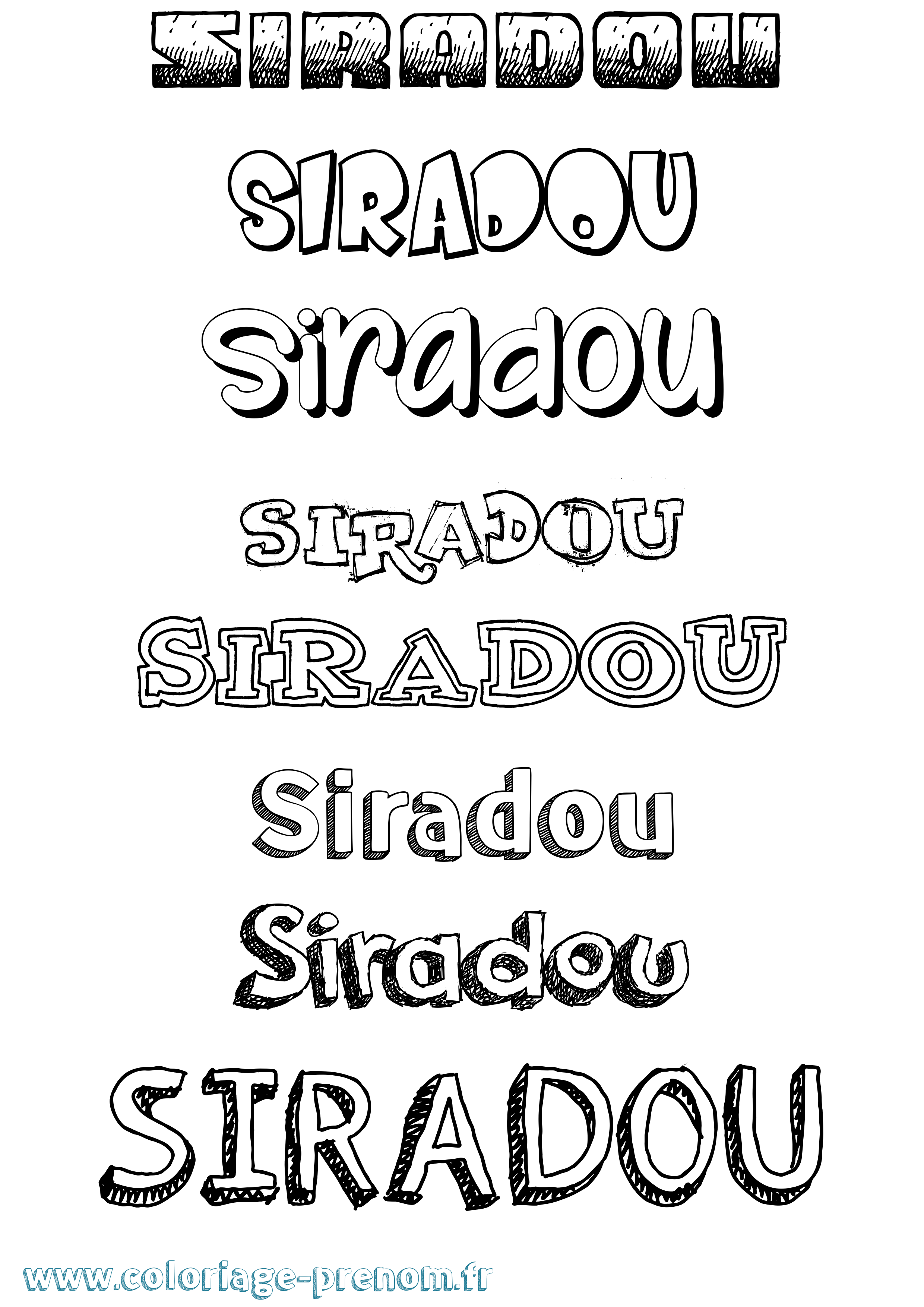 Coloriage Siradou Dessiné Coloriage prénom Siradou Dessiné