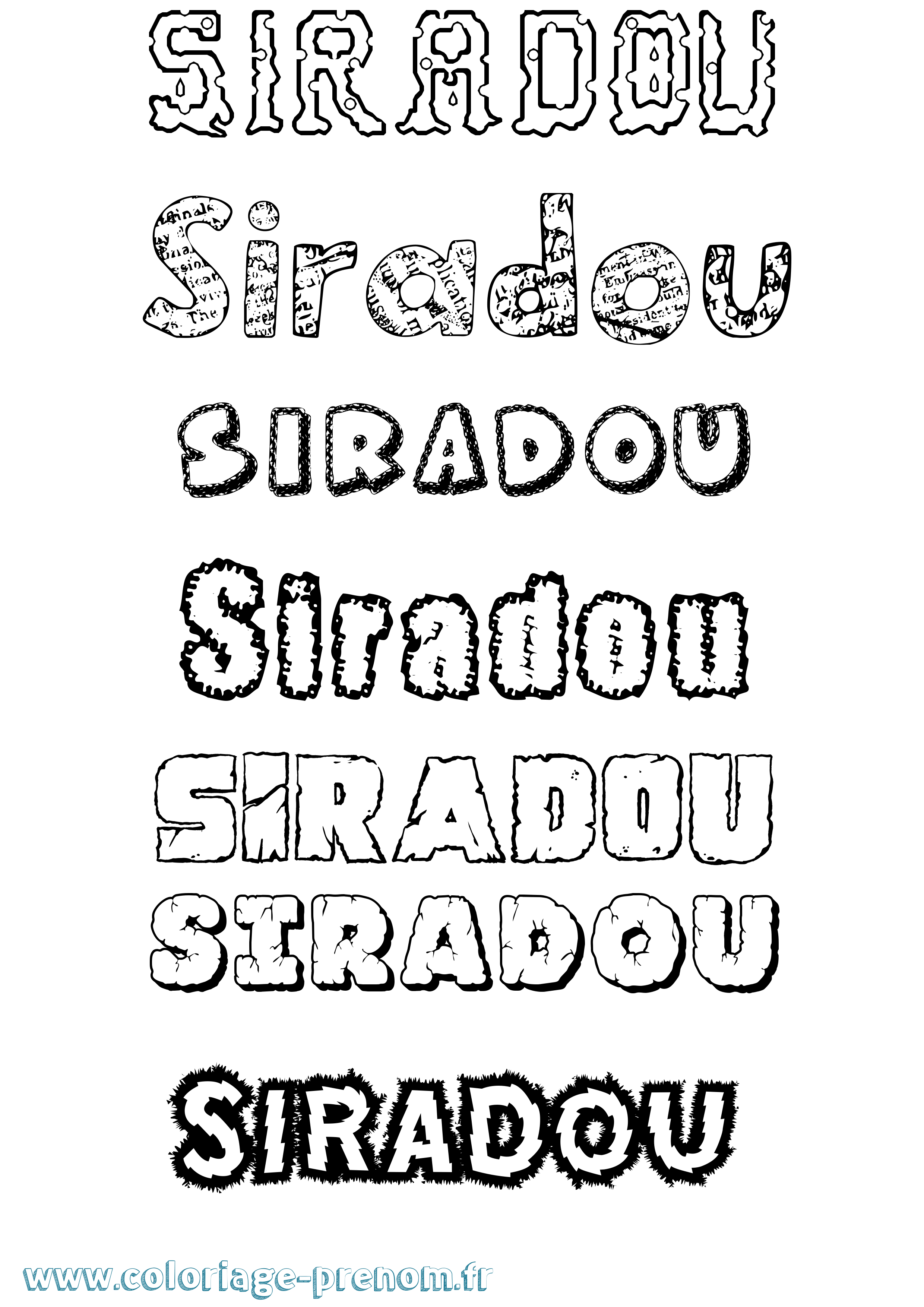 Coloriage Siradou Destructuré Coloriage prénom Siradou Destructuré