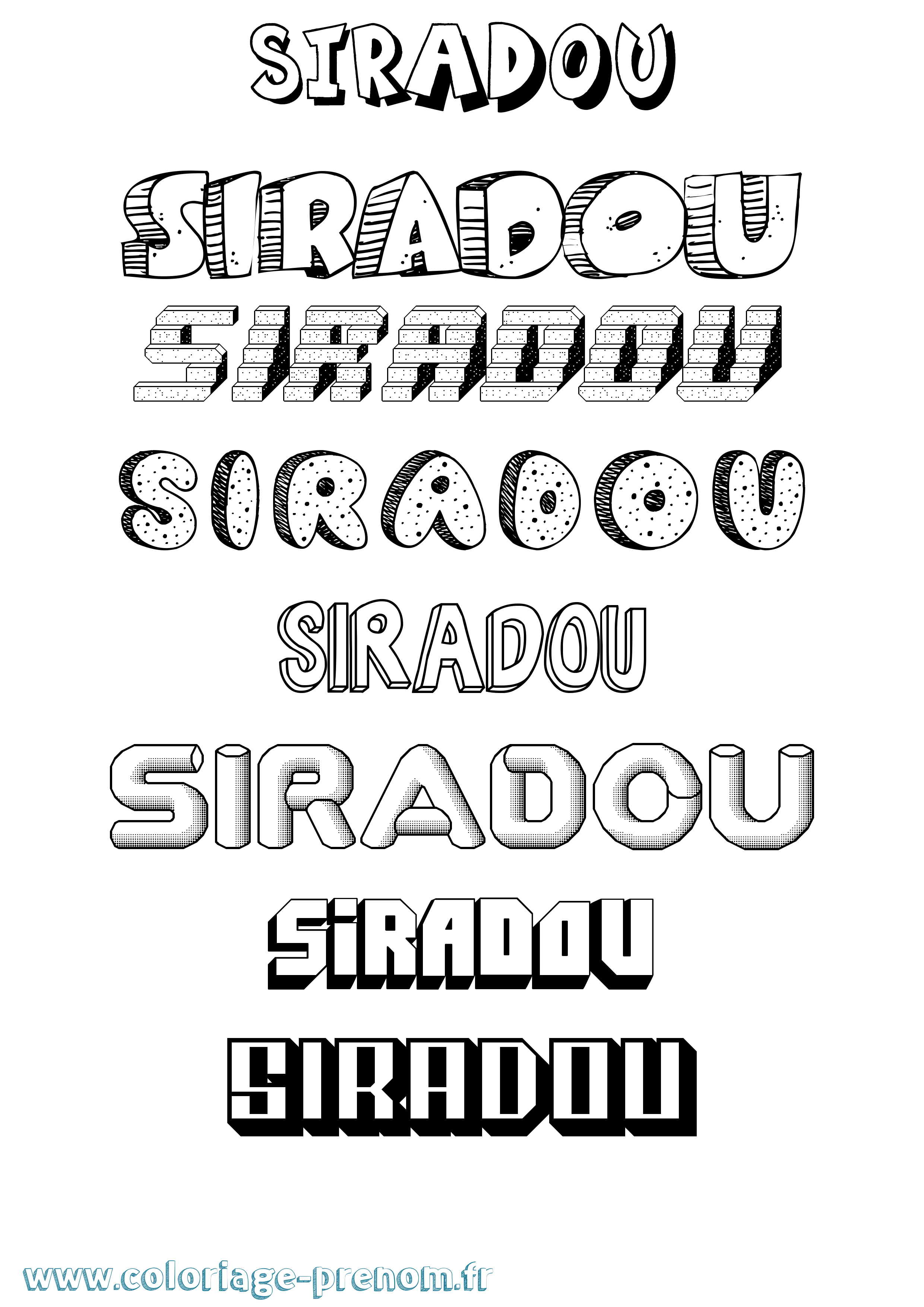 Coloriage Siradou Effet 3D Coloriage prénom Siradou Effet 3D