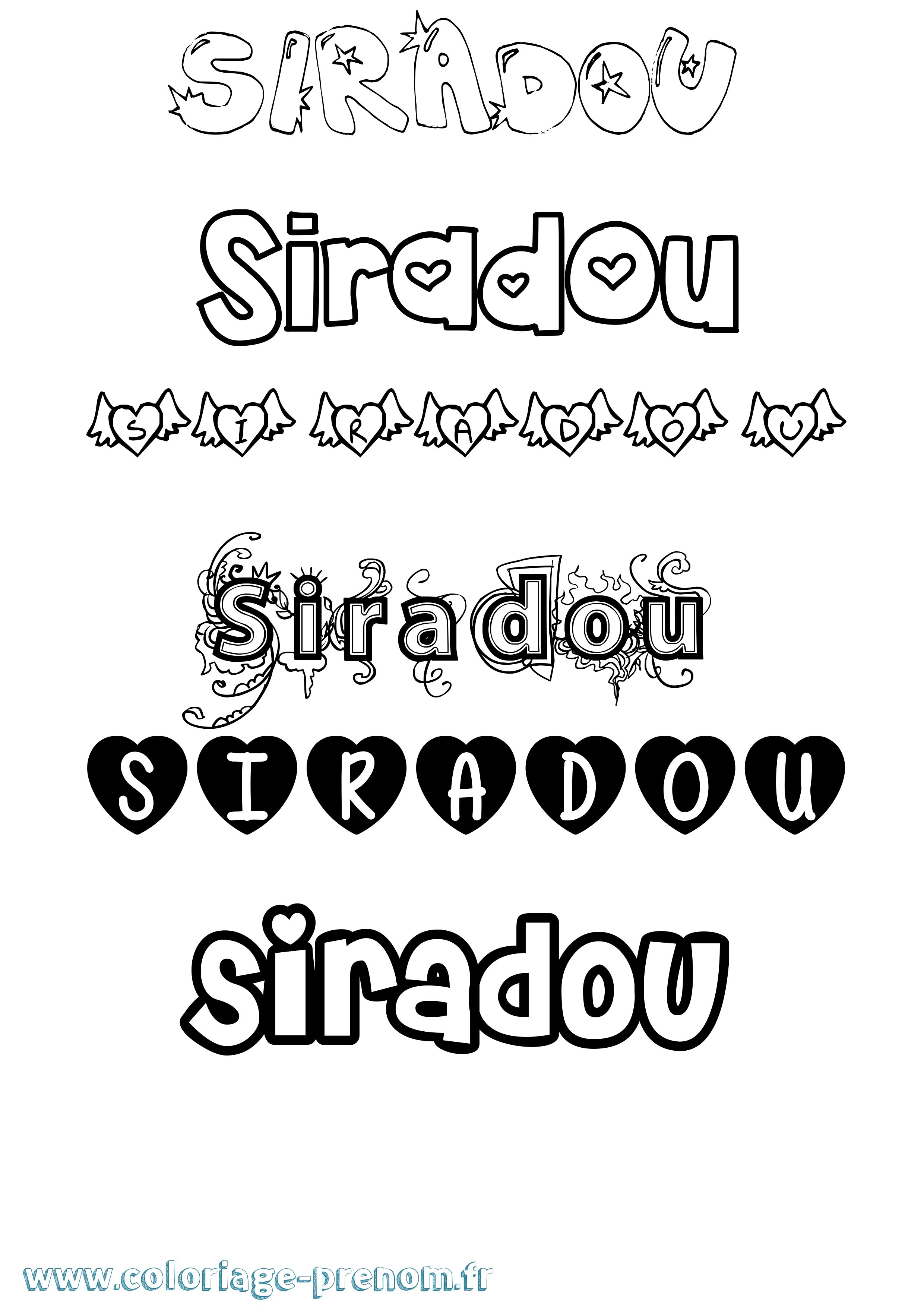 Coloriage Siradou Girly Coloriage prénom Siradou Girly