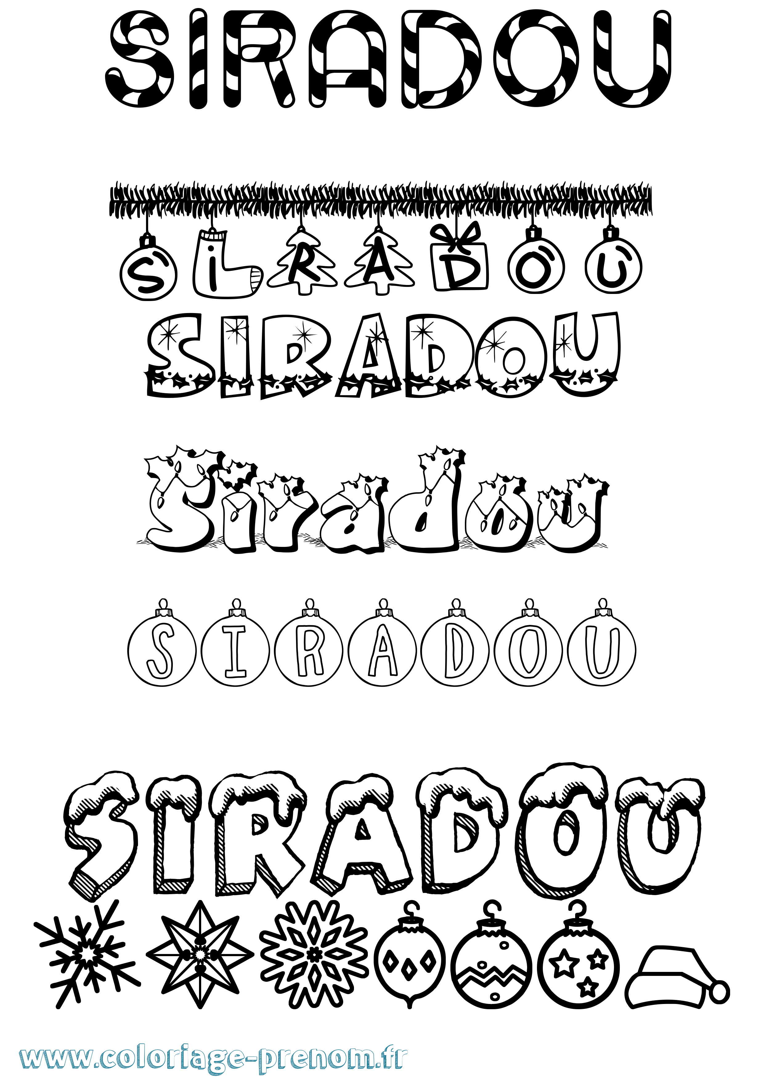 Coloriage Siradou Noël Coloriage prénom Siradou Noël