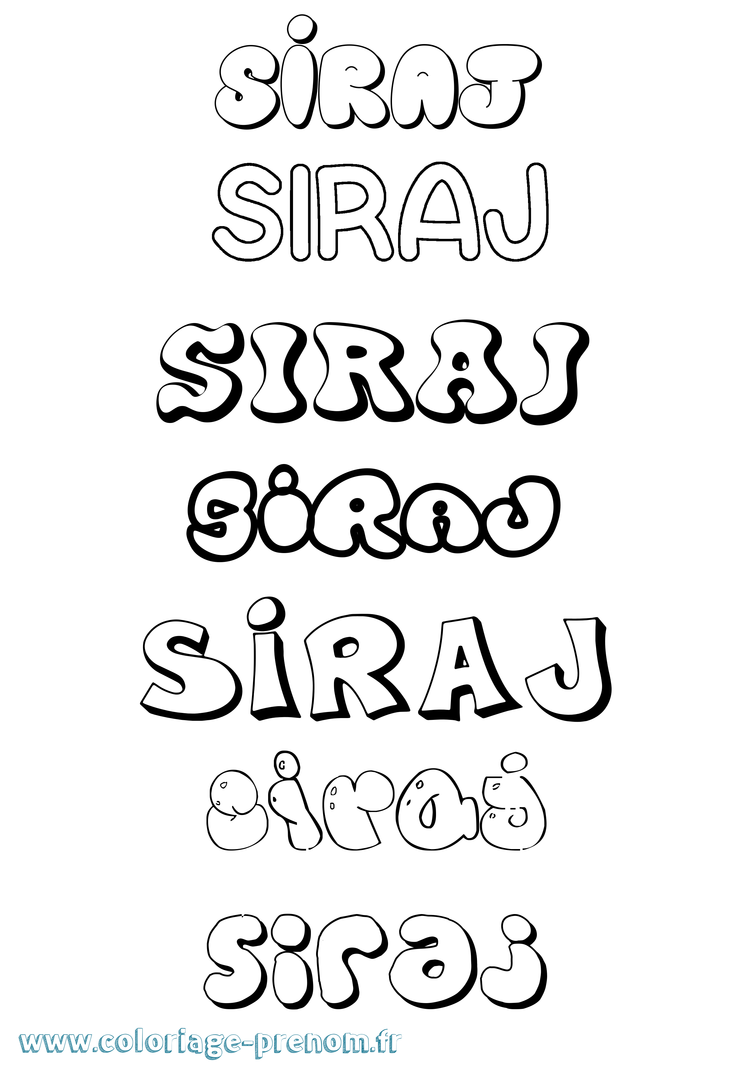 Coloriage Siraj Bubble Coloriage prénom Siraj Bubble