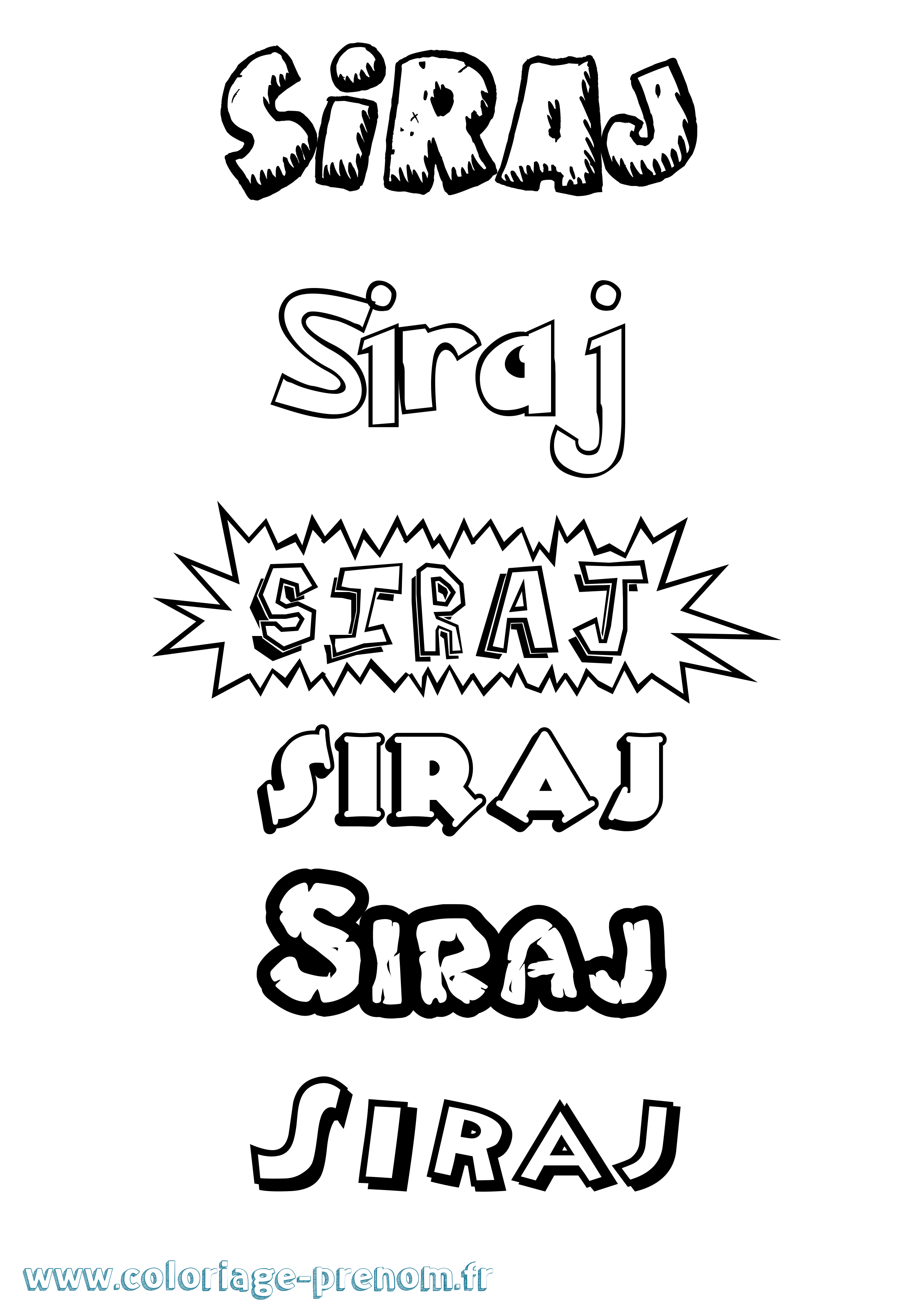 Coloriage Siraj Dessin Animé Coloriage prénom Siraj Dessin Animé