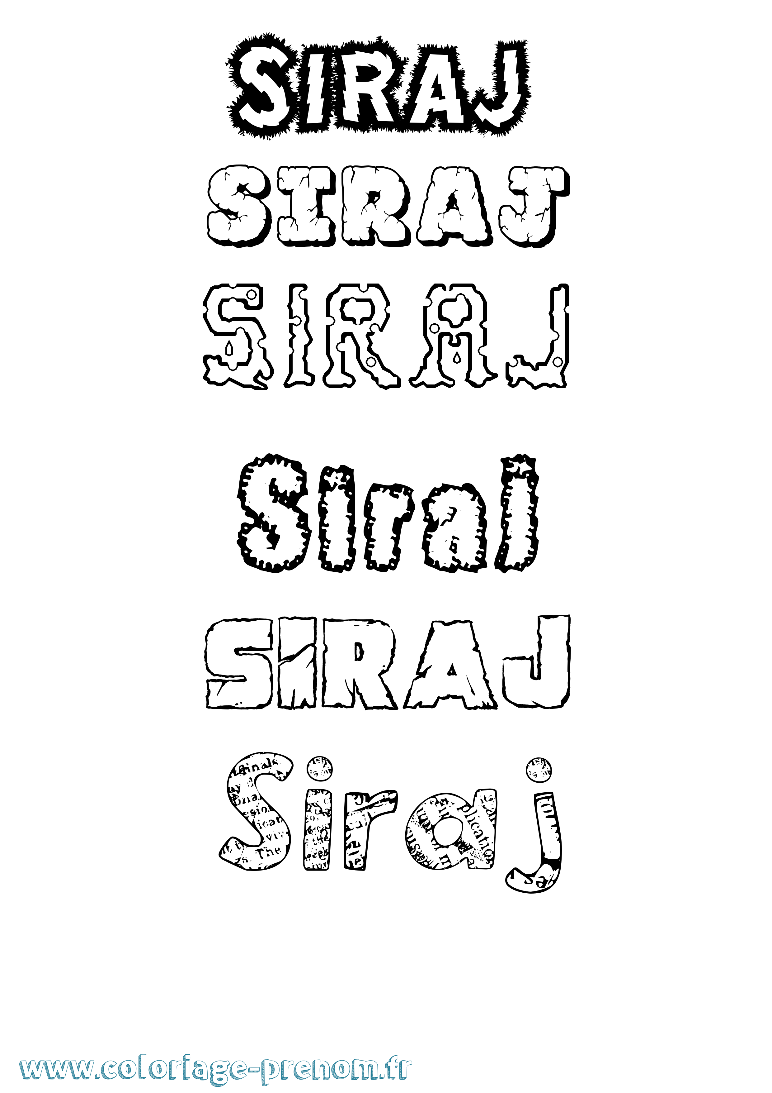 Coloriage Siraj Destructuré Coloriage prénom Siraj Destructuré