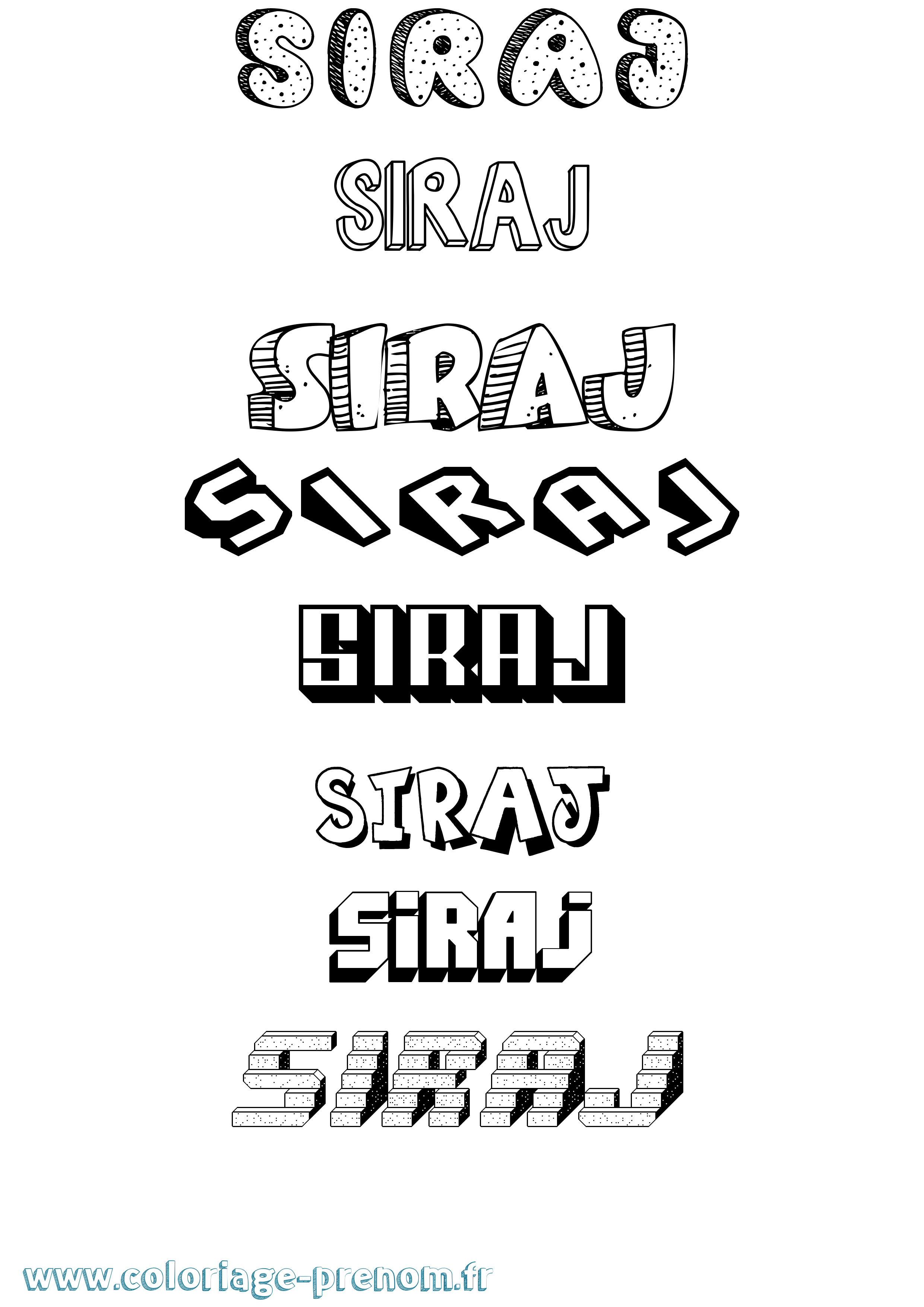 Coloriage Siraj Effet 3D Coloriage prénom Siraj Effet 3D