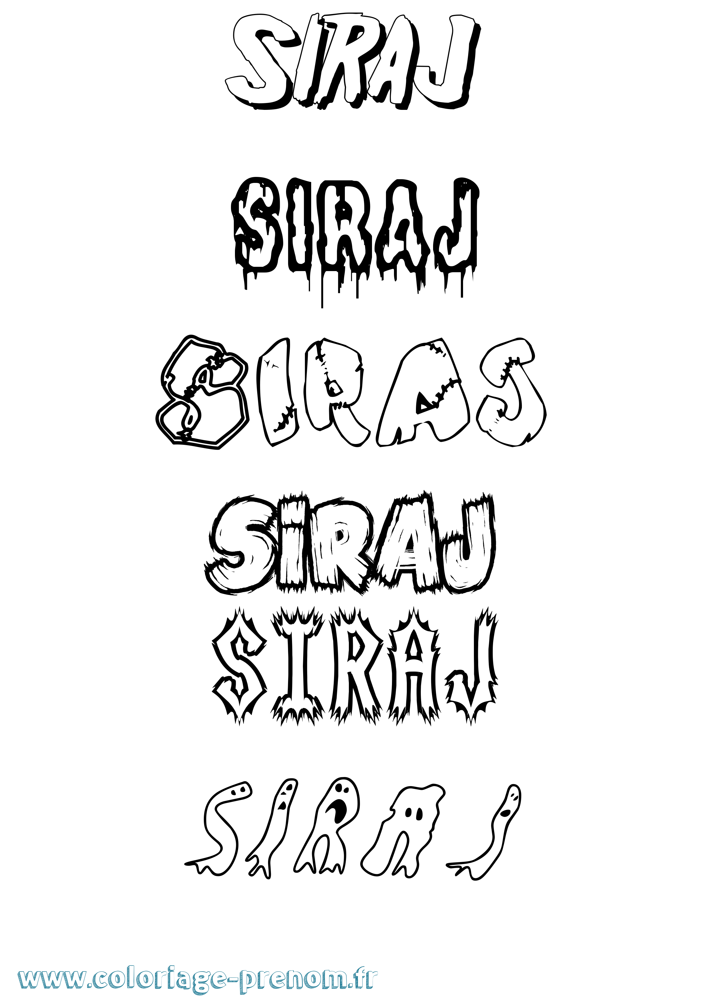 Coloriage Siraj Frisson Coloriage prénom Siraj Frisson