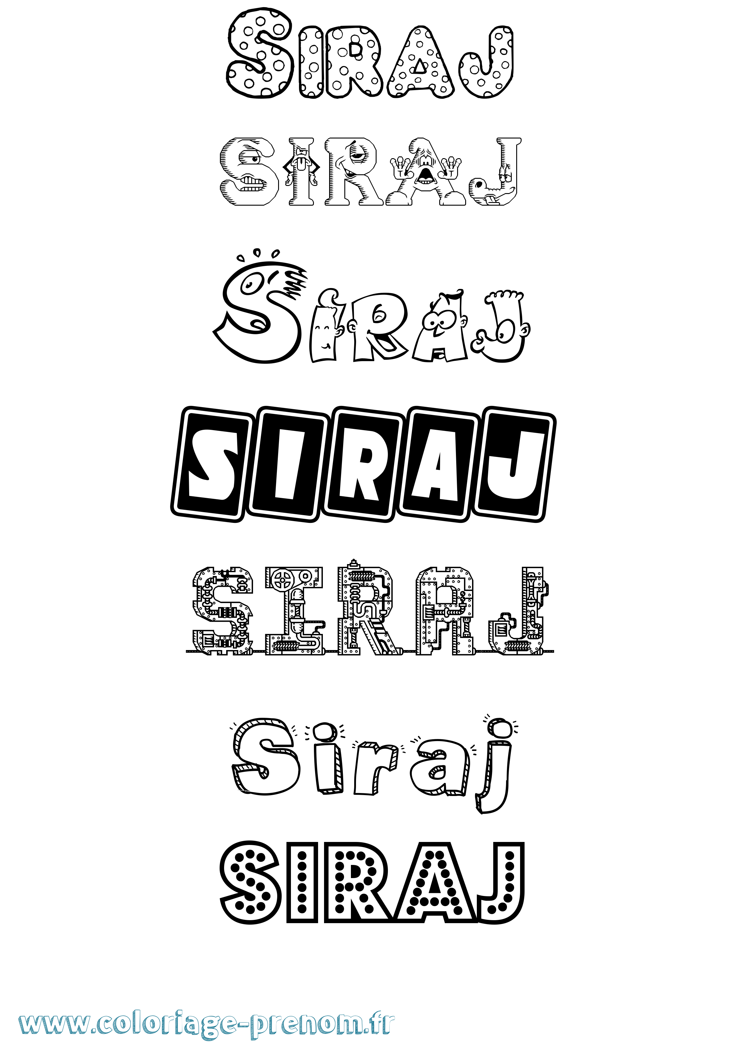 Coloriage Siraj Fun Coloriage prénom Siraj Fun