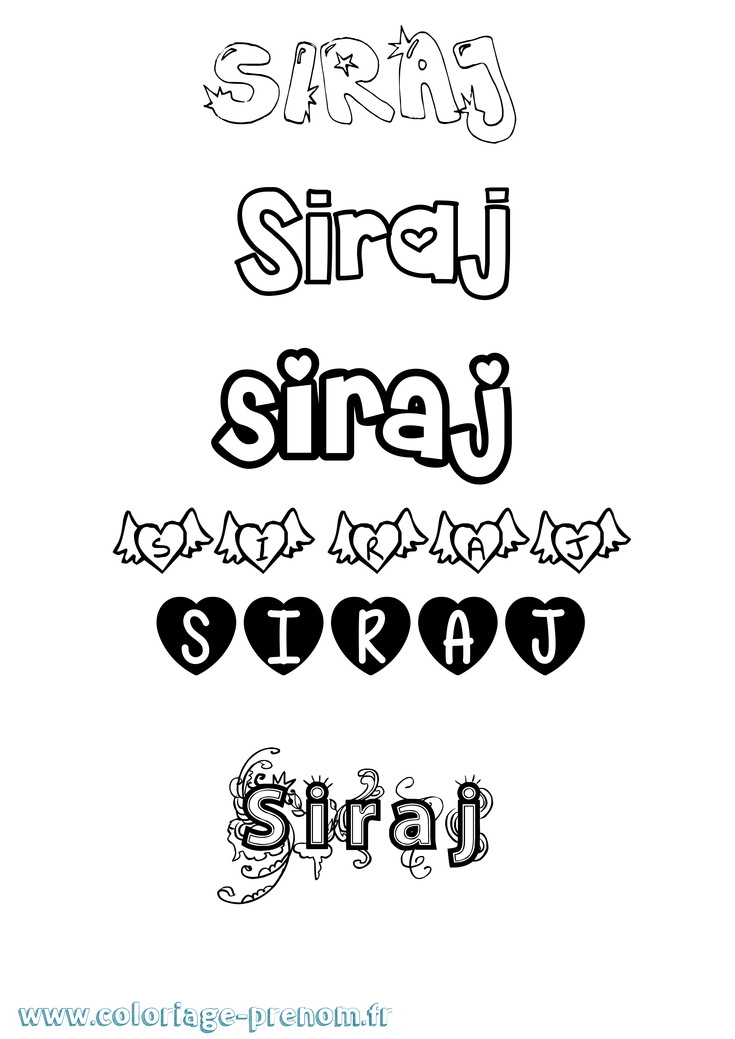 Coloriage Siraj Girly Coloriage prénom Siraj Girly