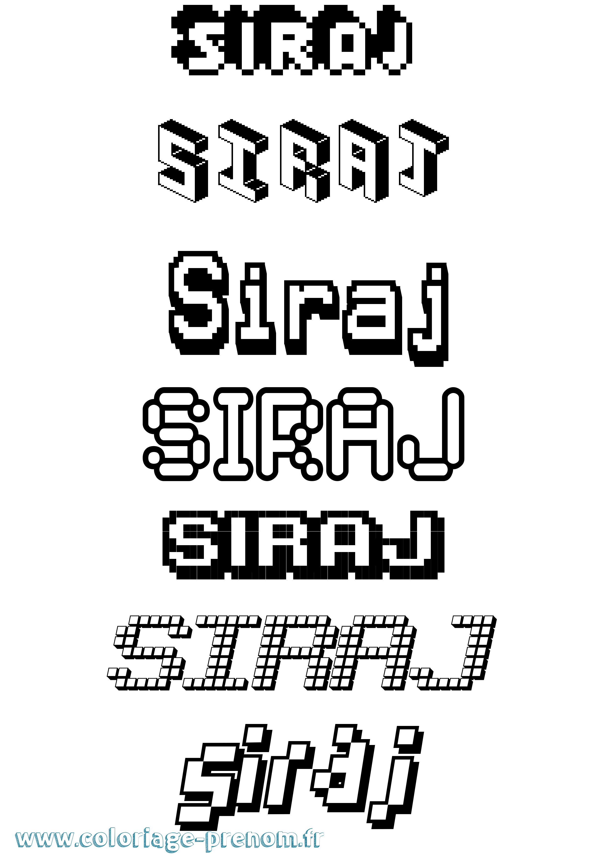 Coloriage Siraj Pixel Coloriage prénom Siraj Pixel
