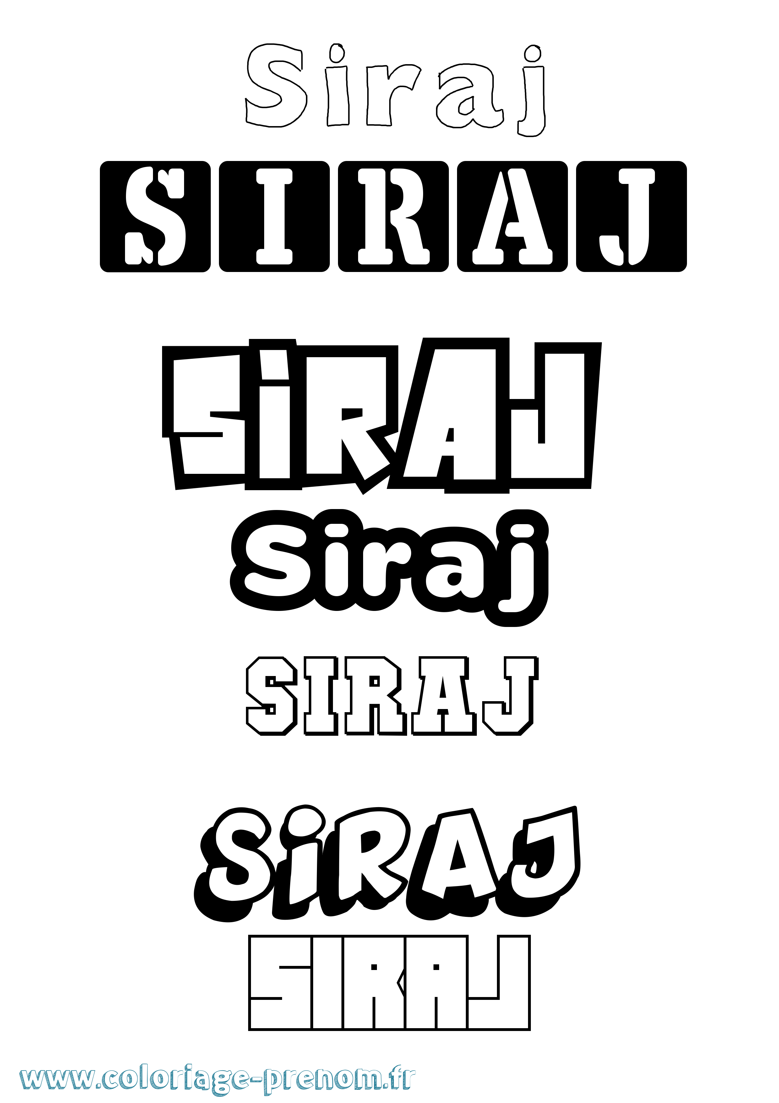 Coloriage Siraj Simple Coloriage prénom Siraj Simple
