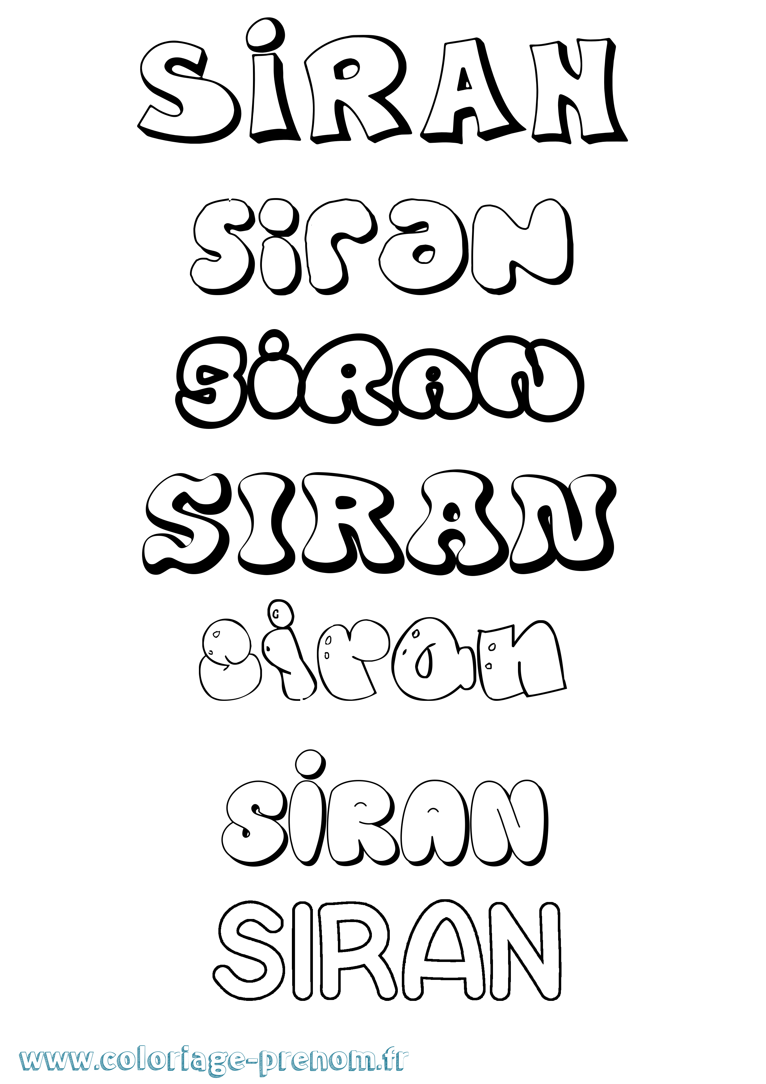 Coloriage Siran Bubble Coloriage prénom Siran Bubble
