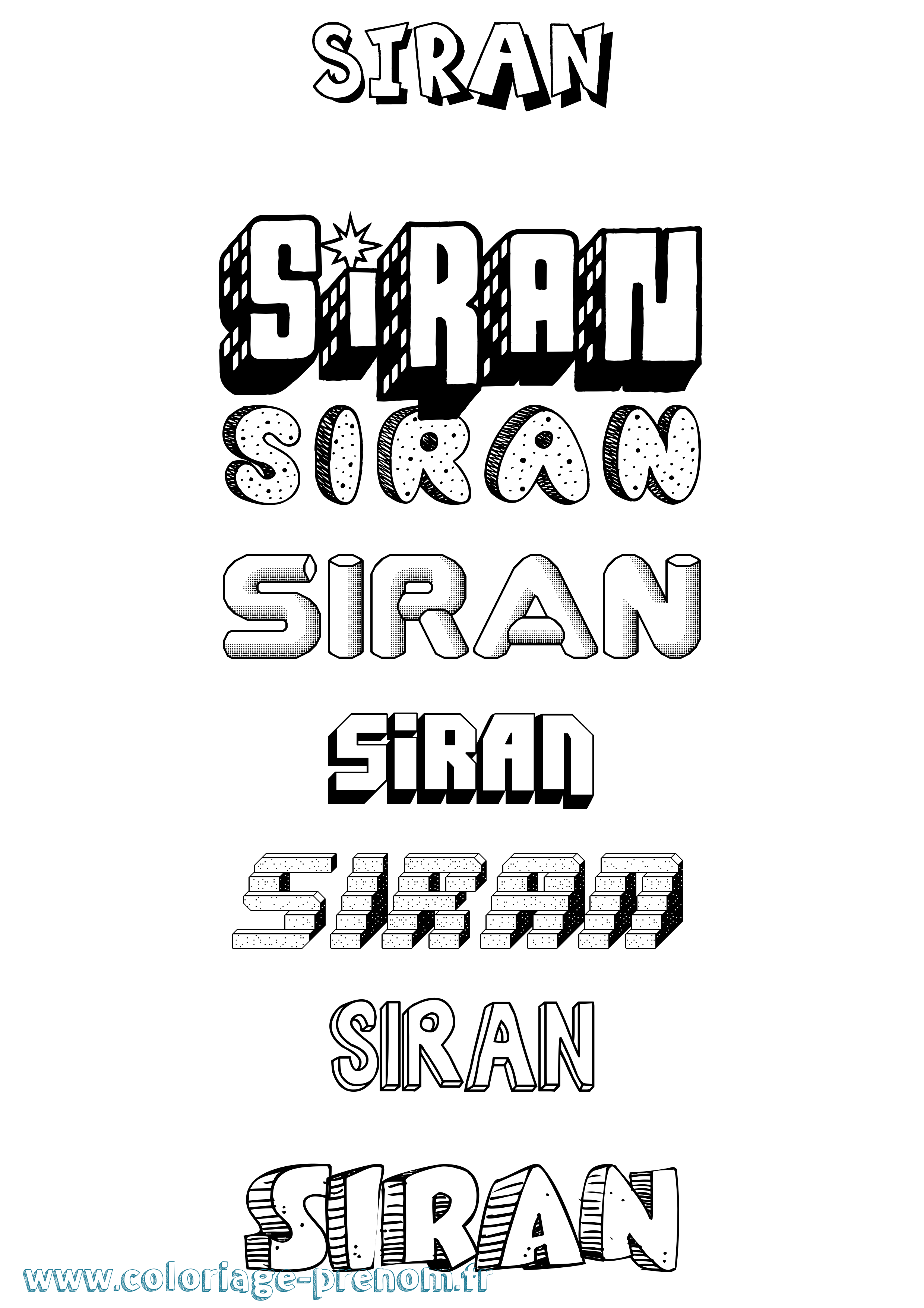 Coloriage Siran Effet 3D Coloriage prénom Siran Effet 3D