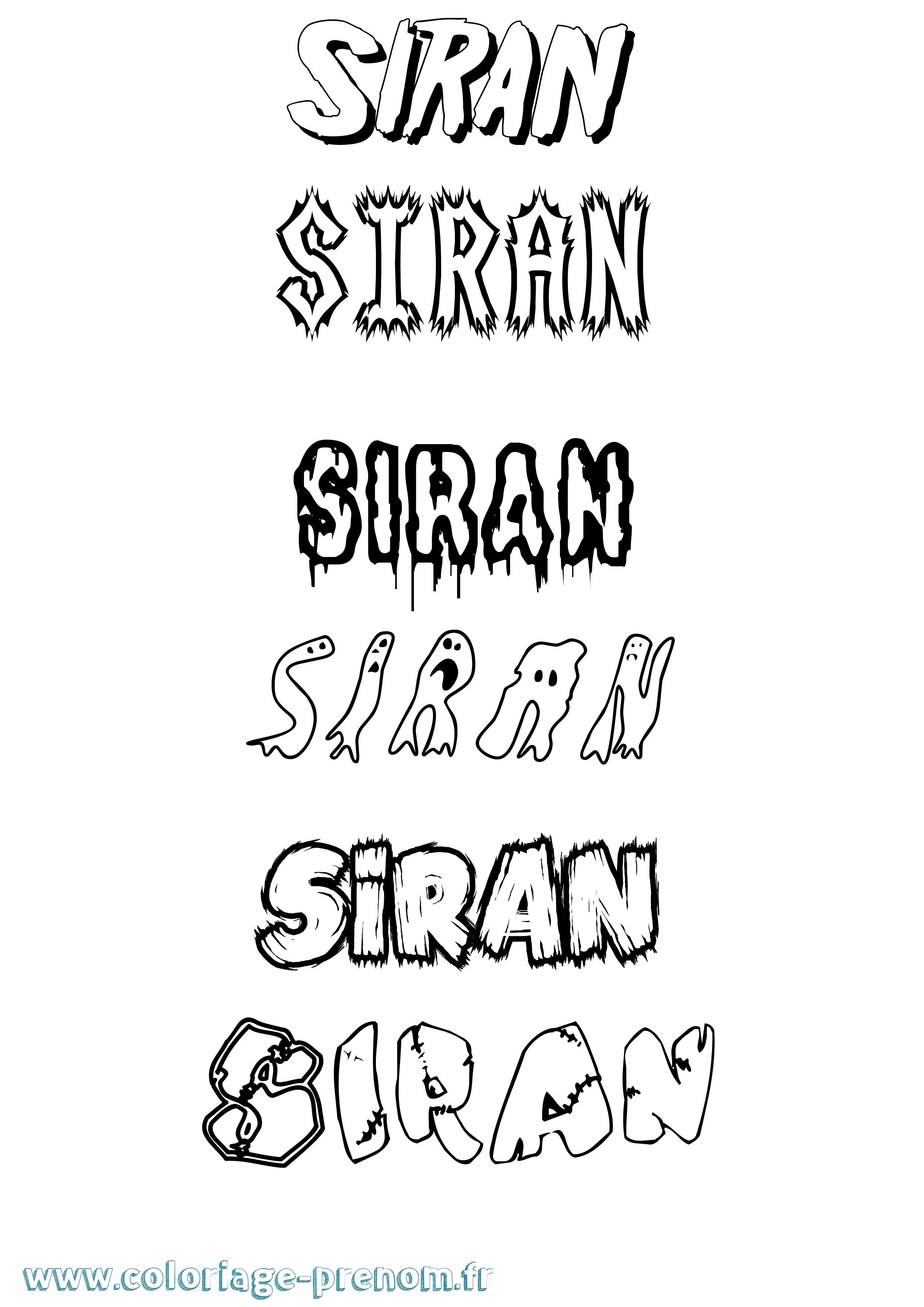 Coloriage Siran Frisson Coloriage prénom Siran Frisson