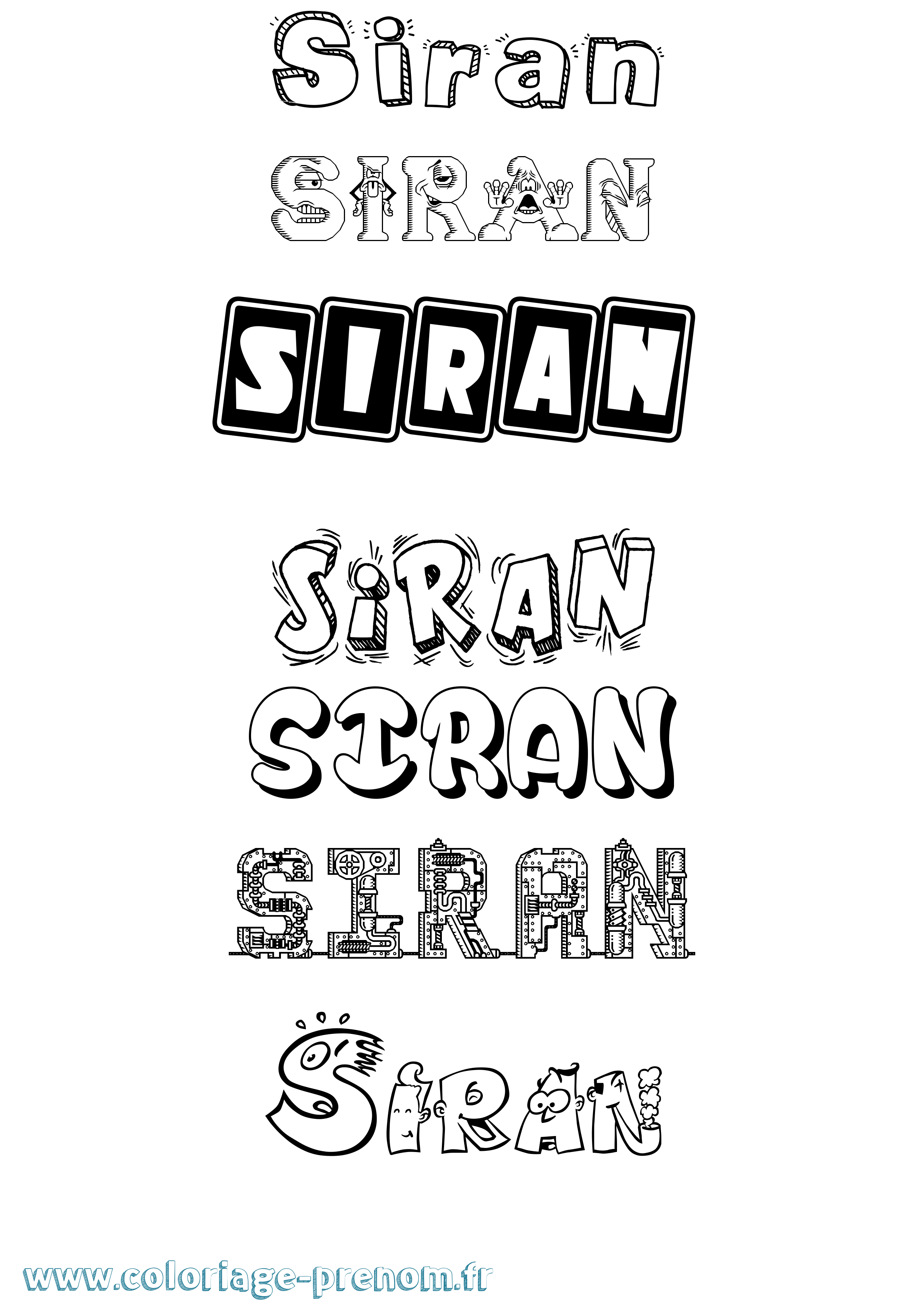 Coloriage Siran Fun Coloriage prénom Siran Fun