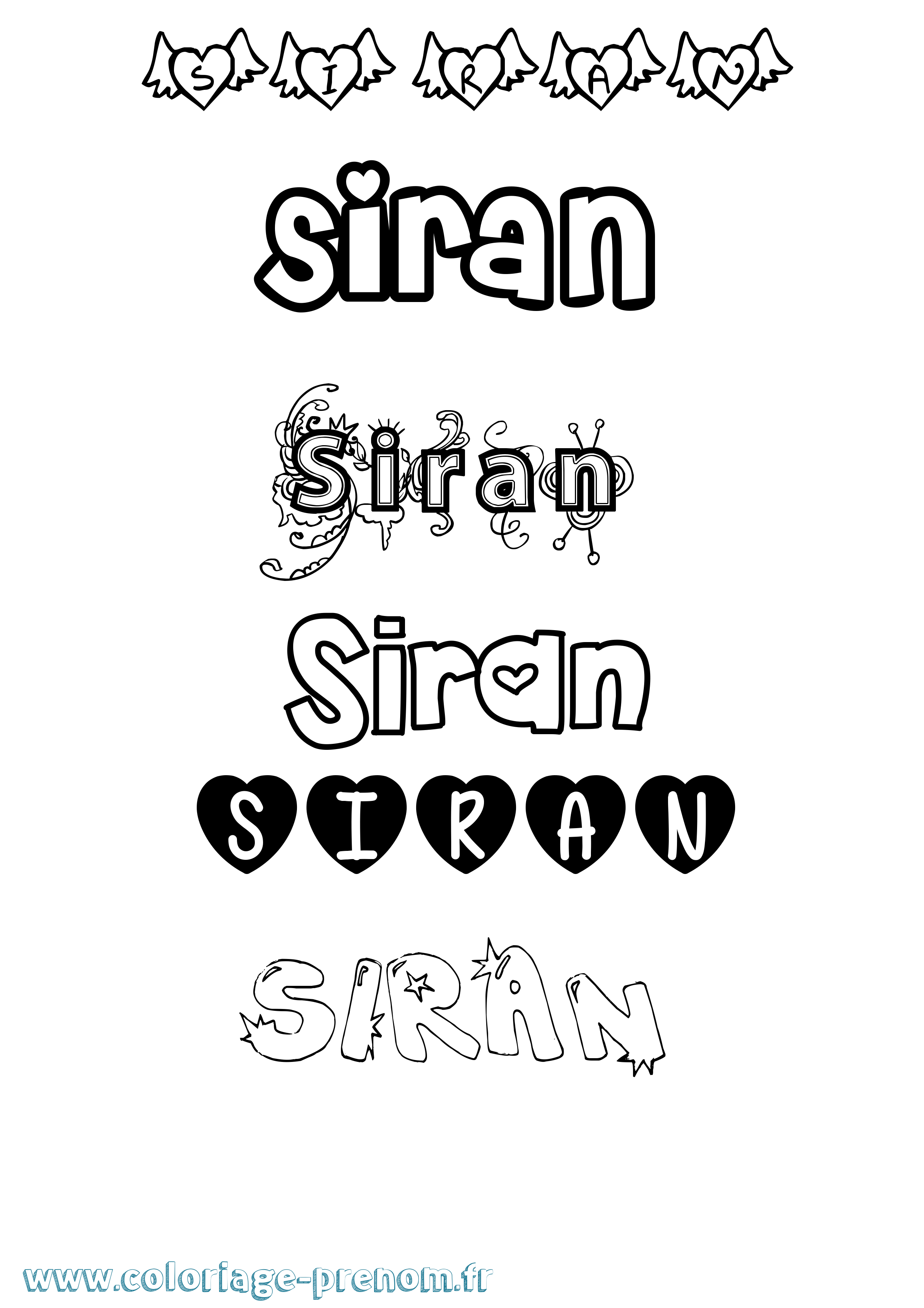 Coloriage Siran Girly Coloriage prénom Siran Girly