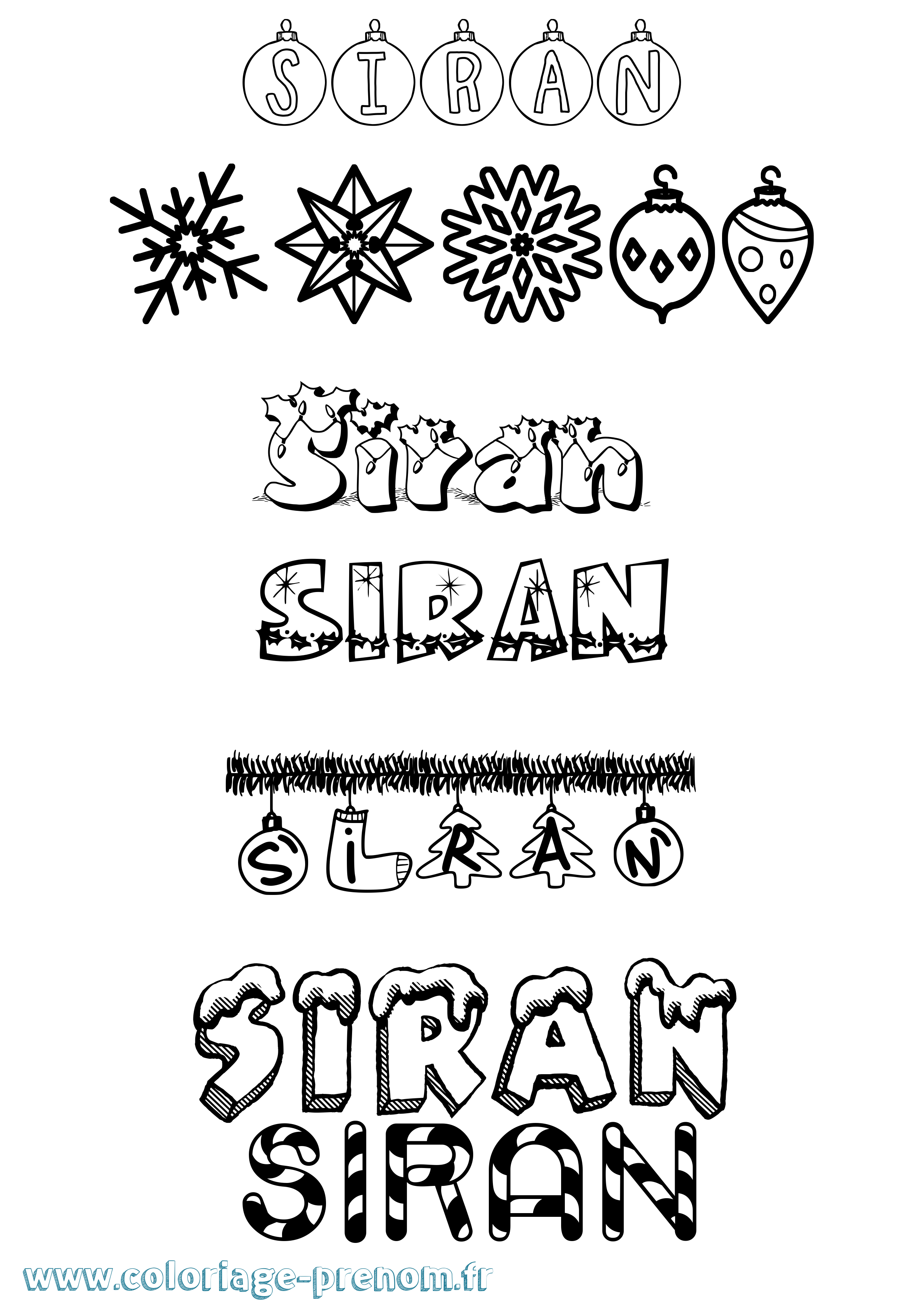 Coloriage Siran Noël Coloriage prénom Siran Noël