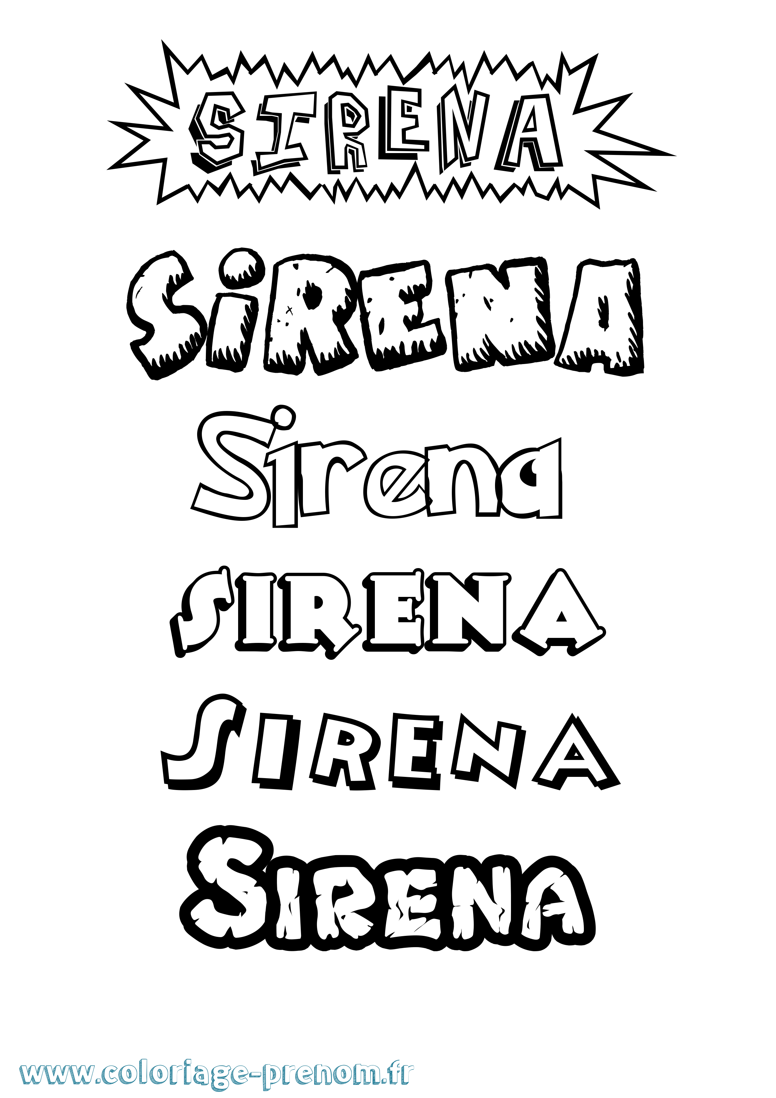 Coloriage Sirena Dessin Animé Coloriage prénom Sirena Dessin Animé