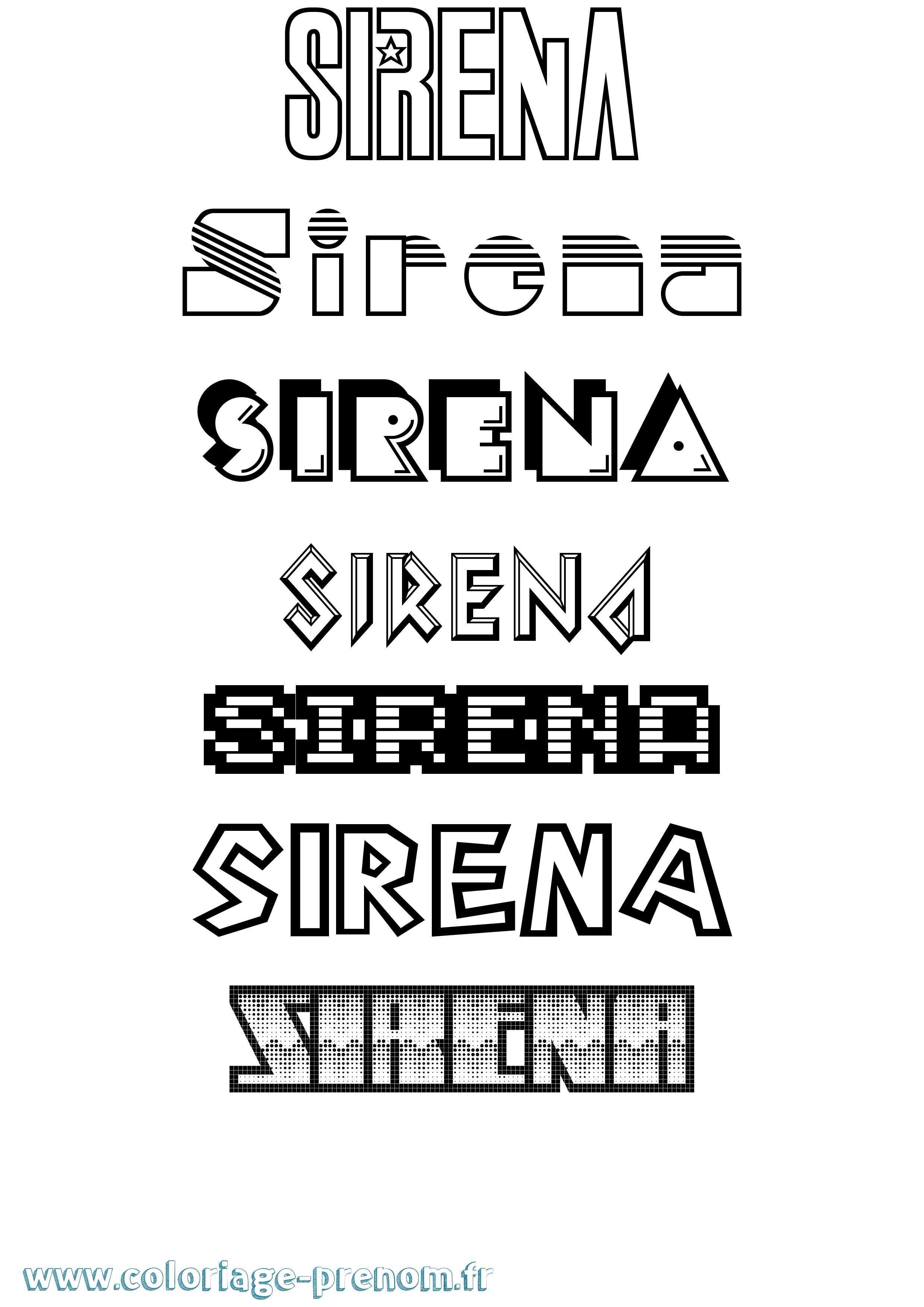 Coloriage Sirena Jeux Vidéos Coloriage prénom Sirena Jeux Vidéos