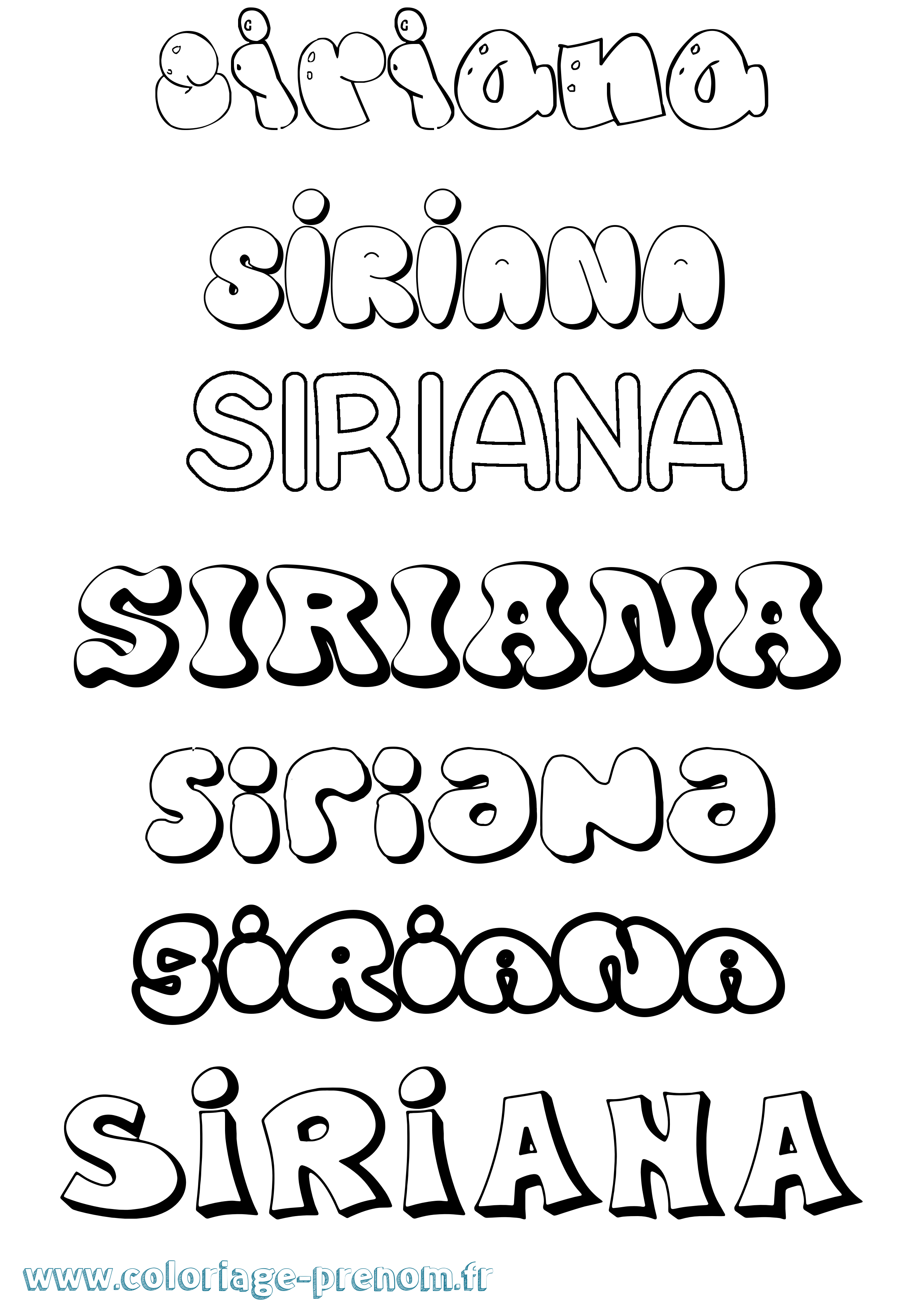 Coloriage Siriana Bubble Coloriage prénom Siriana Bubble