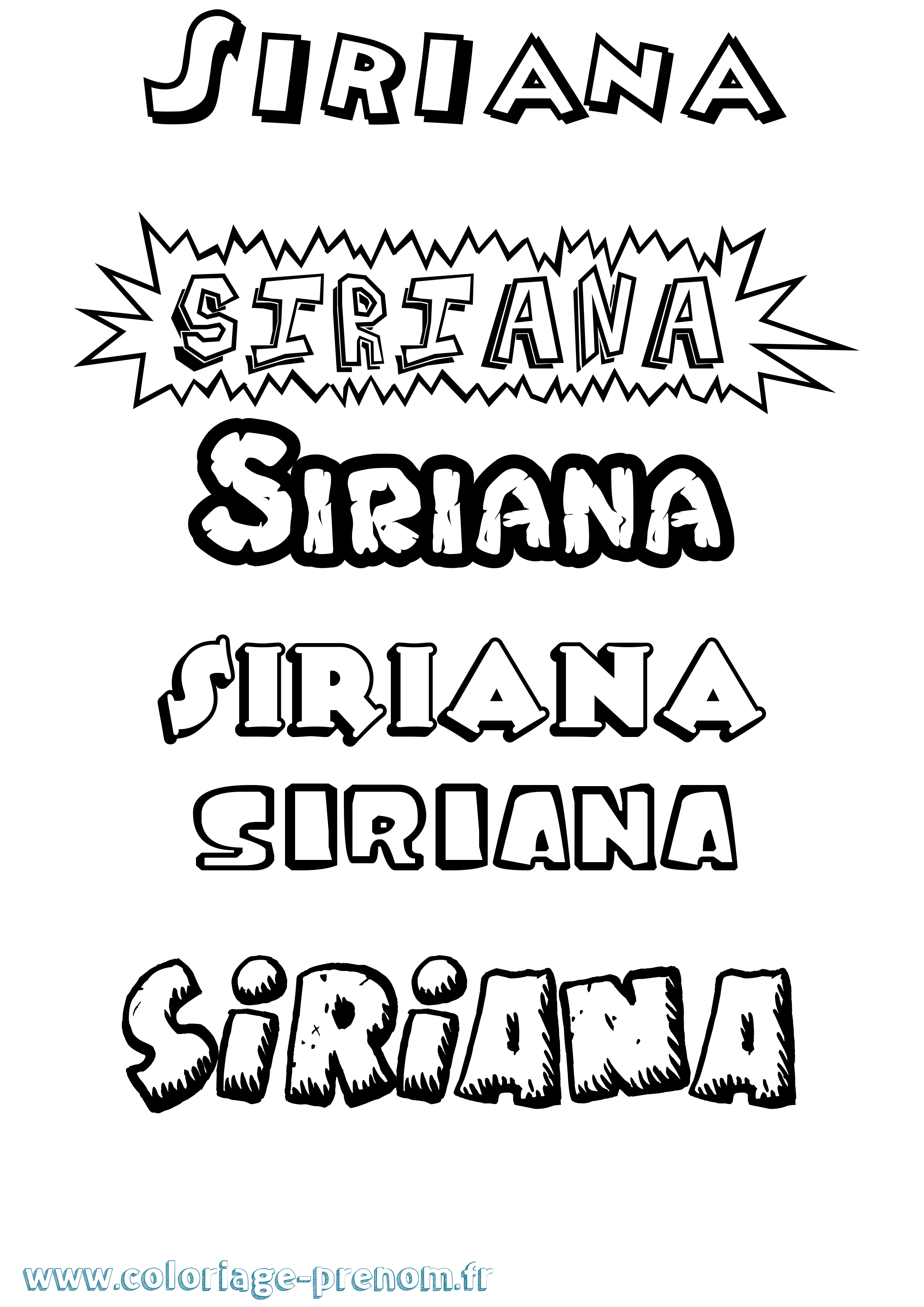Coloriage Siriana Dessin Animé Coloriage prénom Siriana Dessin Animé