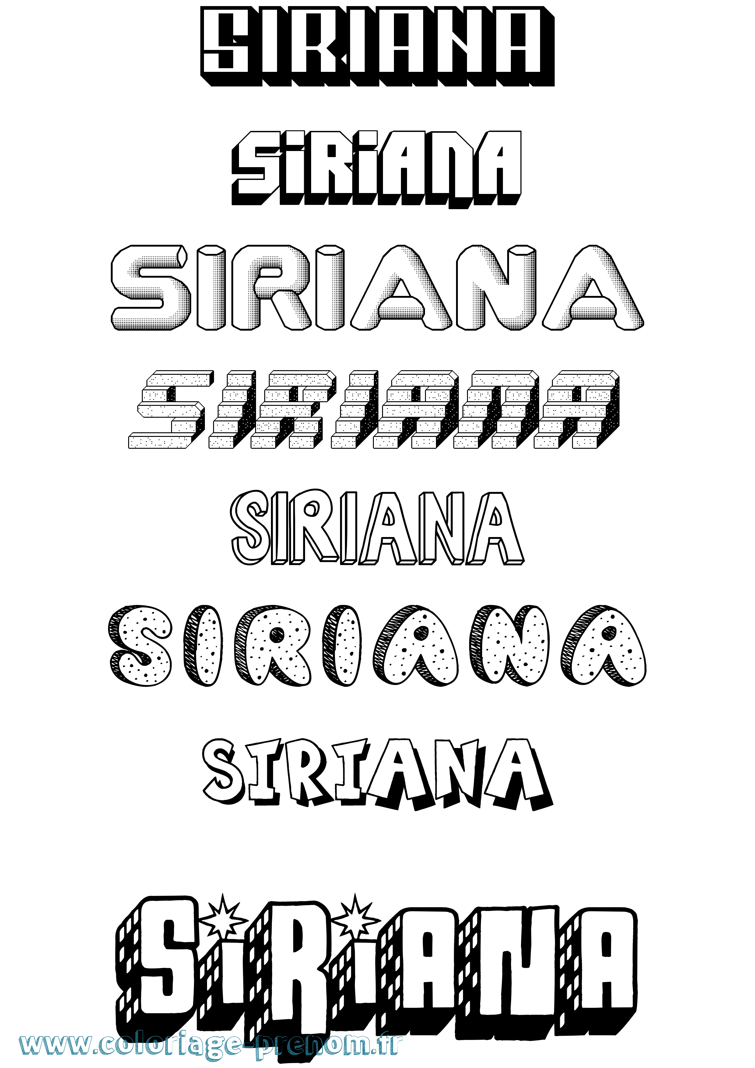 Coloriage Siriana Effet 3D Coloriage prénom Siriana Effet 3D