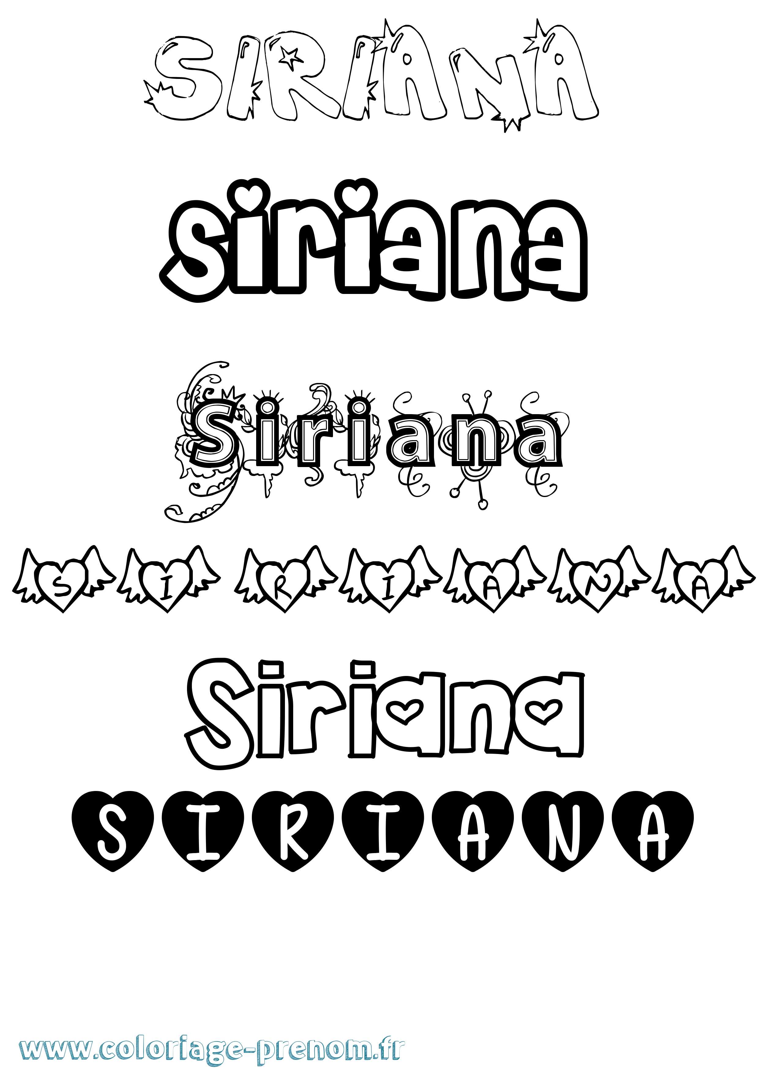 Coloriage Siriana Girly Coloriage prénom Siriana Girly