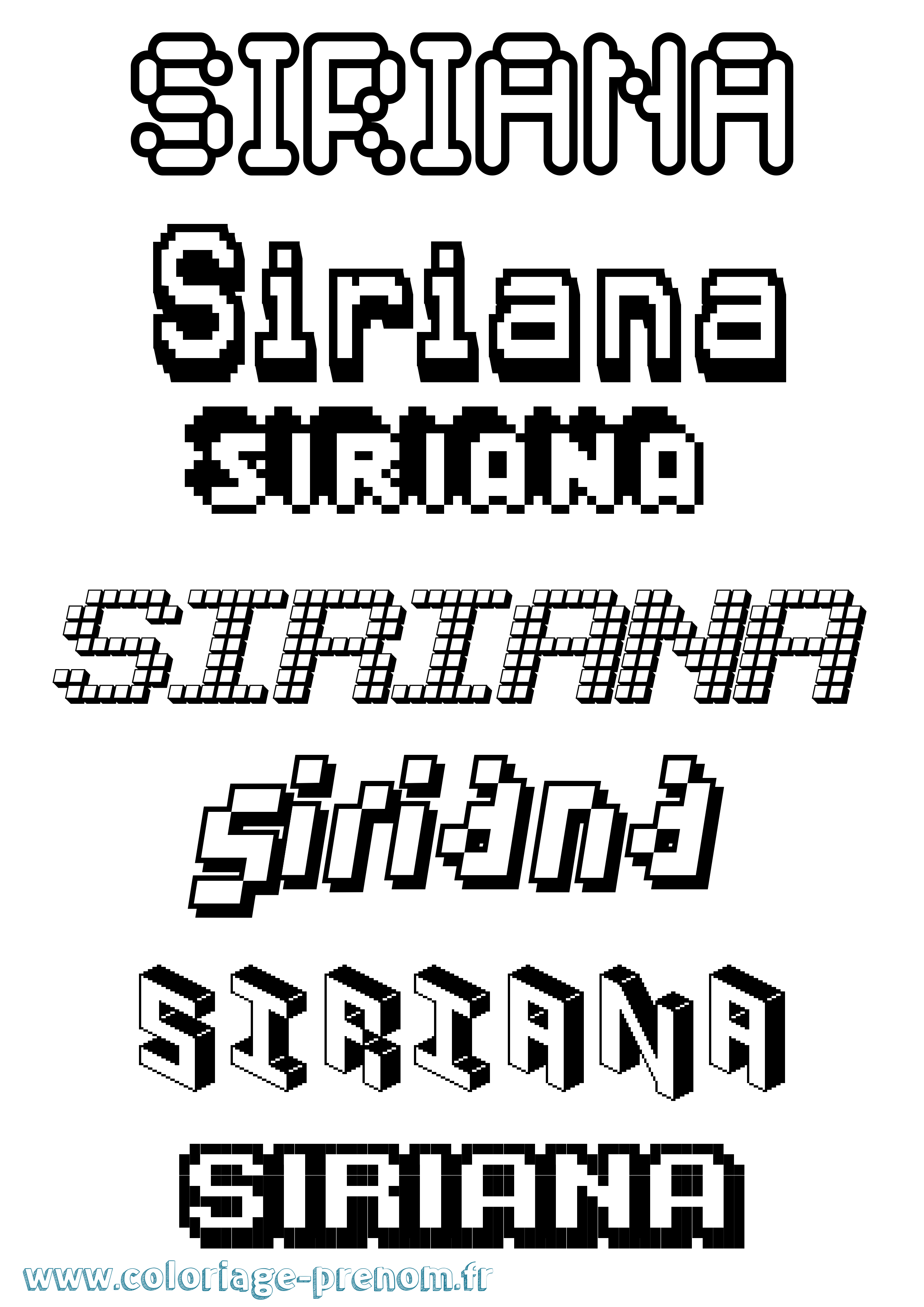 Coloriage Siriana Pixel Coloriage prénom Siriana Pixel