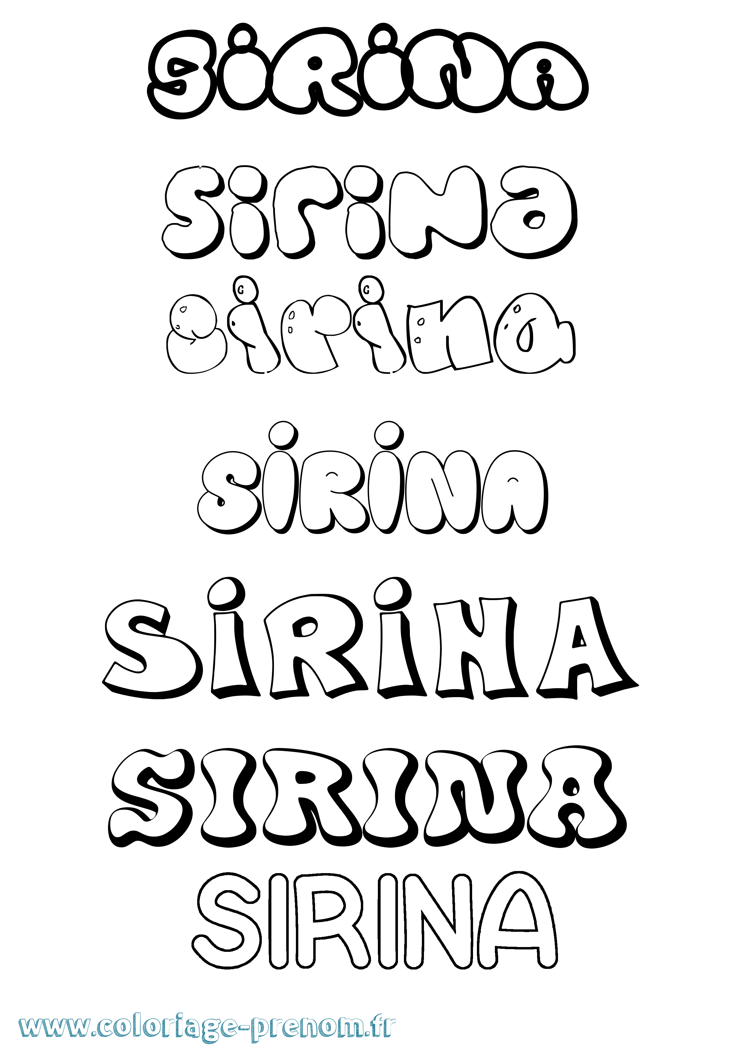 Coloriage Sirina Bubble Coloriage prénom Sirina Bubble