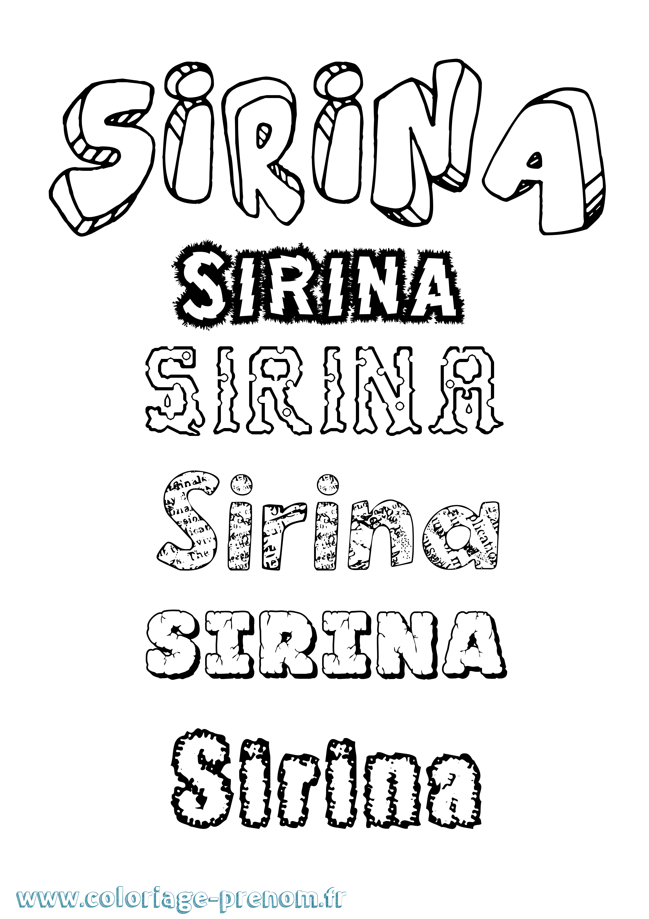Coloriage Sirina Destructuré Coloriage prénom Sirina Destructuré