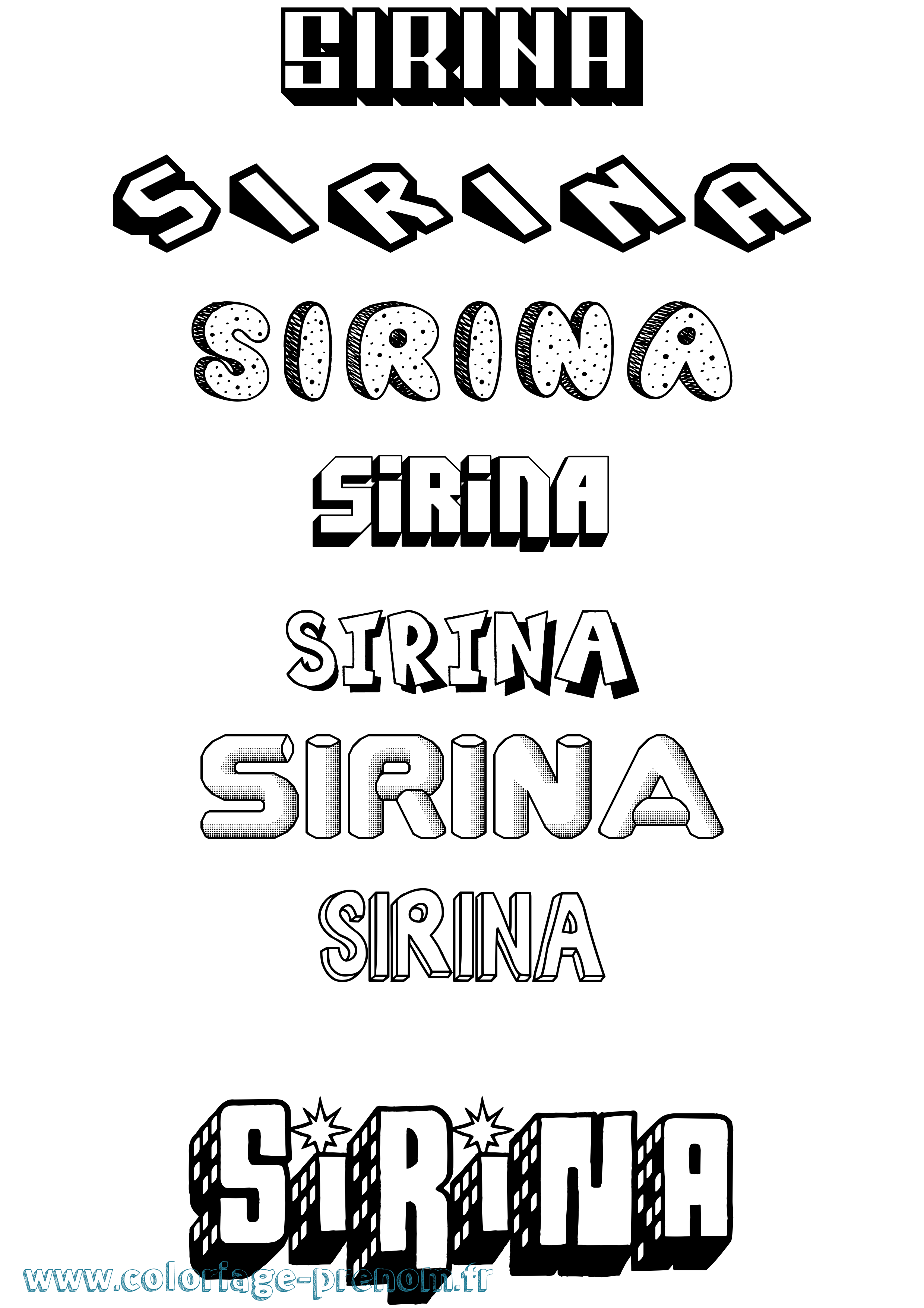 Coloriage Sirina Effet 3D Coloriage prénom Sirina Effet 3D