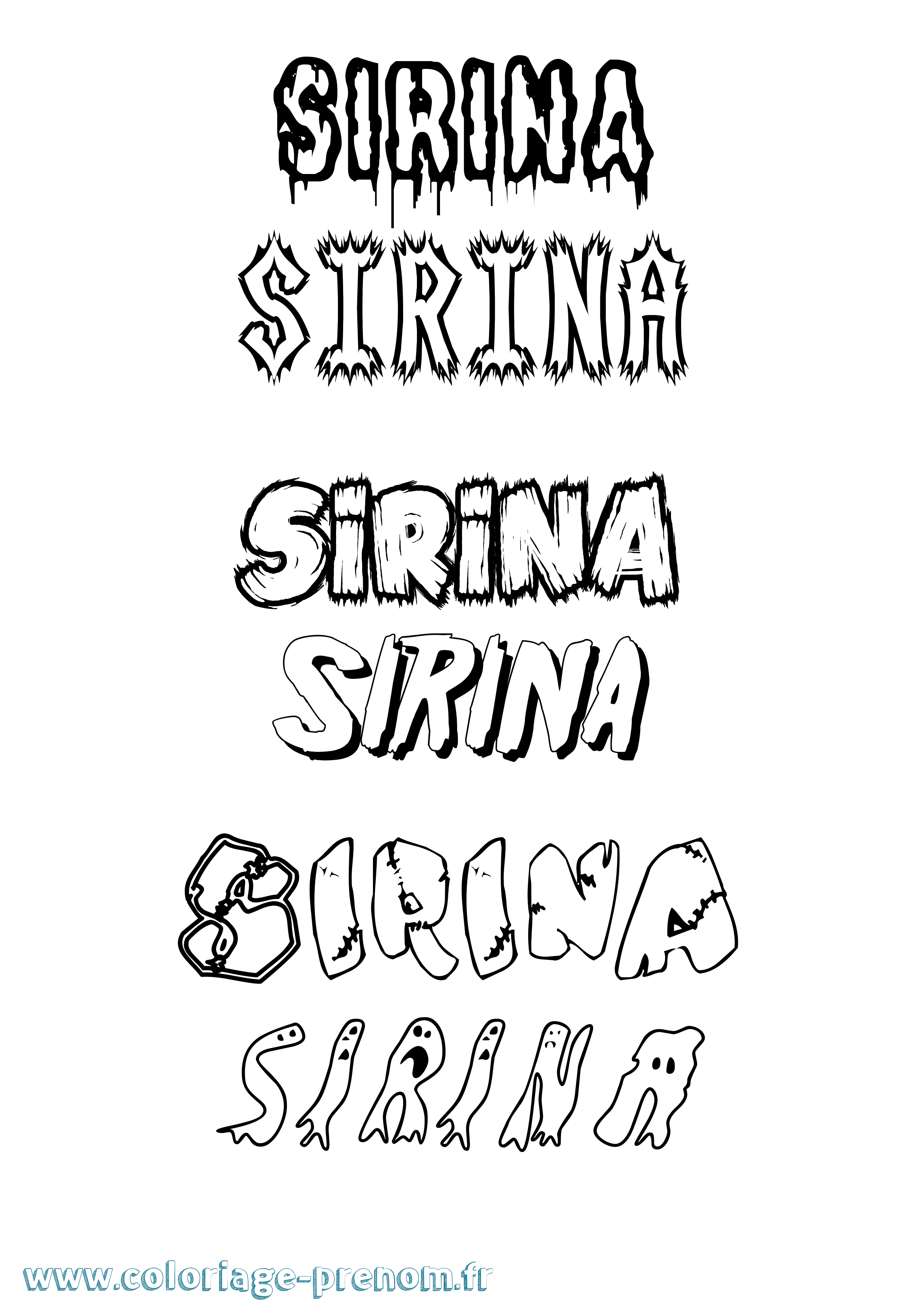 Coloriage Sirina Frisson Coloriage prénom Sirina Frisson
