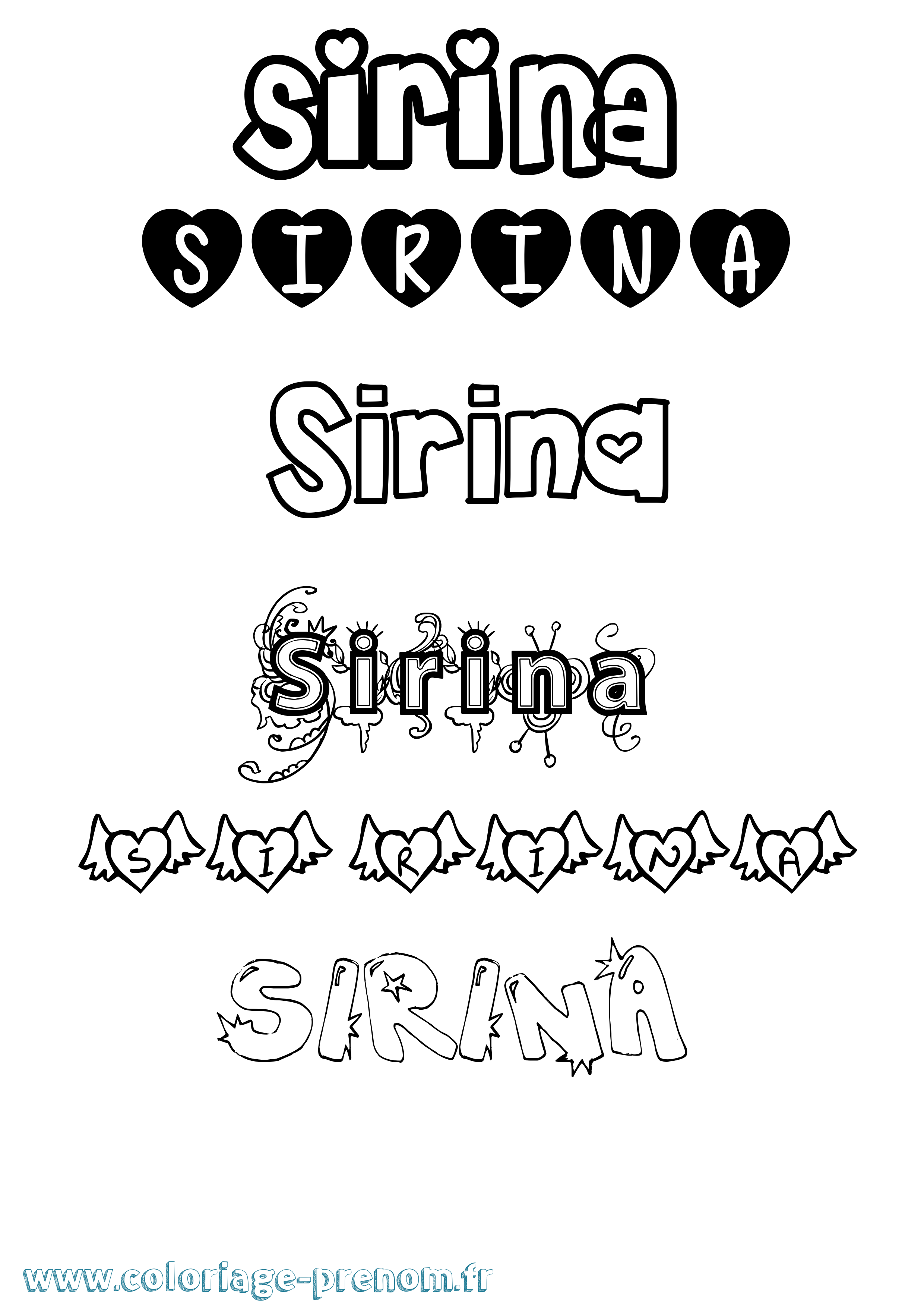Coloriage Sirina Girly Coloriage prénom Sirina Girly