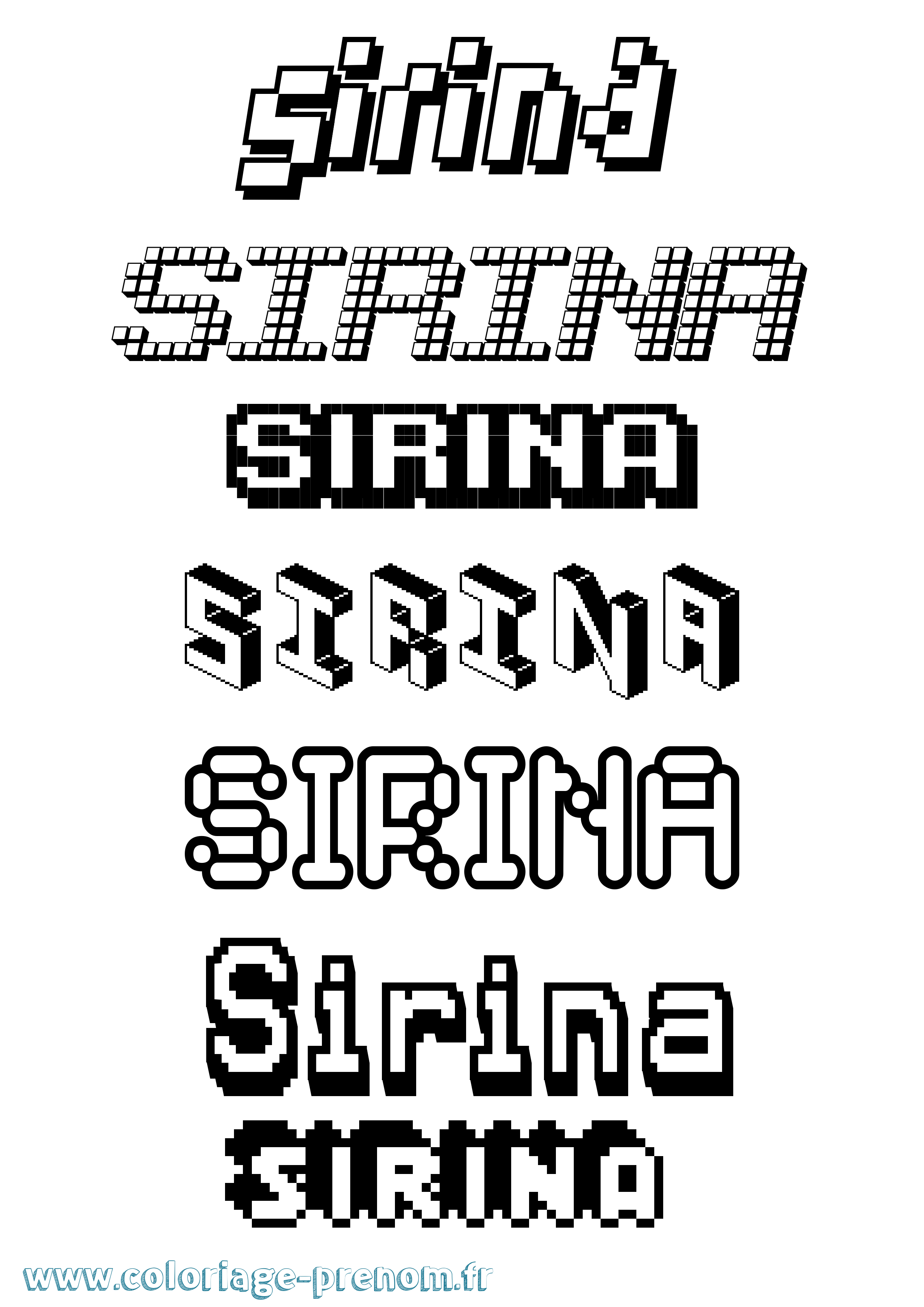 Coloriage Sirina Pixel Coloriage prénom Sirina Pixel