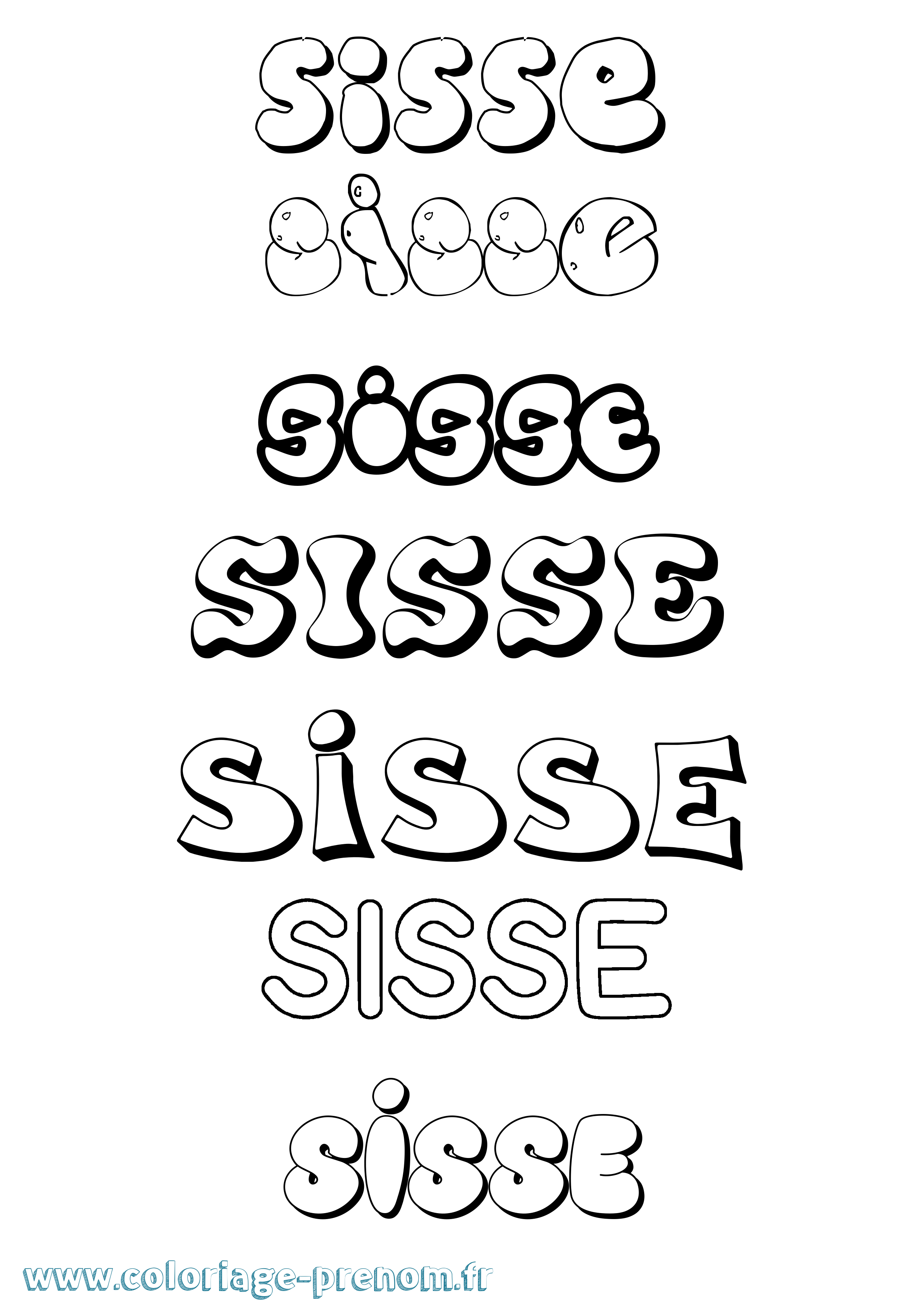 Coloriage Sisse Bubble Coloriage prénom Sisse Bubble
