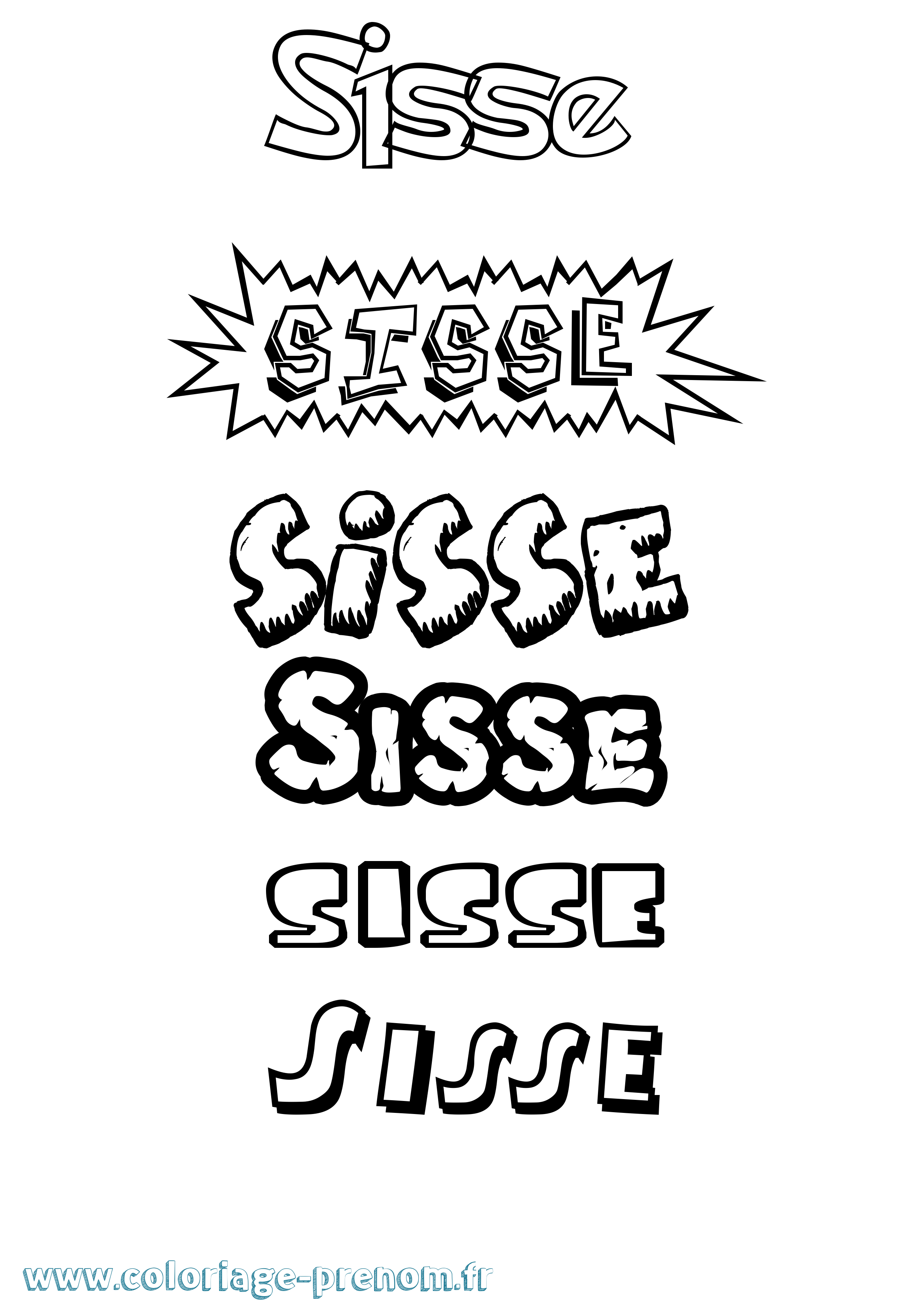 Coloriage Sisse Dessin Animé Coloriage prénom Sisse Dessin Animé