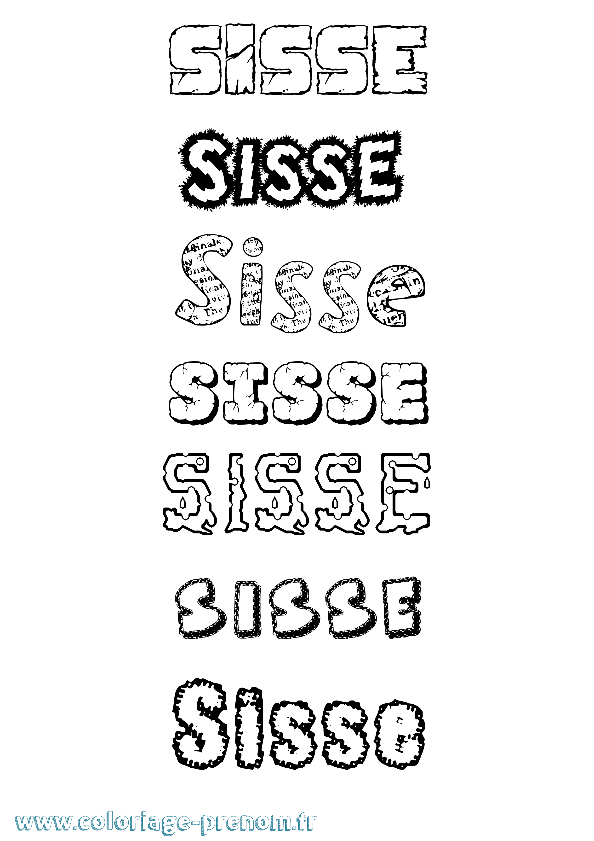 Coloriage Sisse Destructuré Coloriage prénom Sisse Destructuré