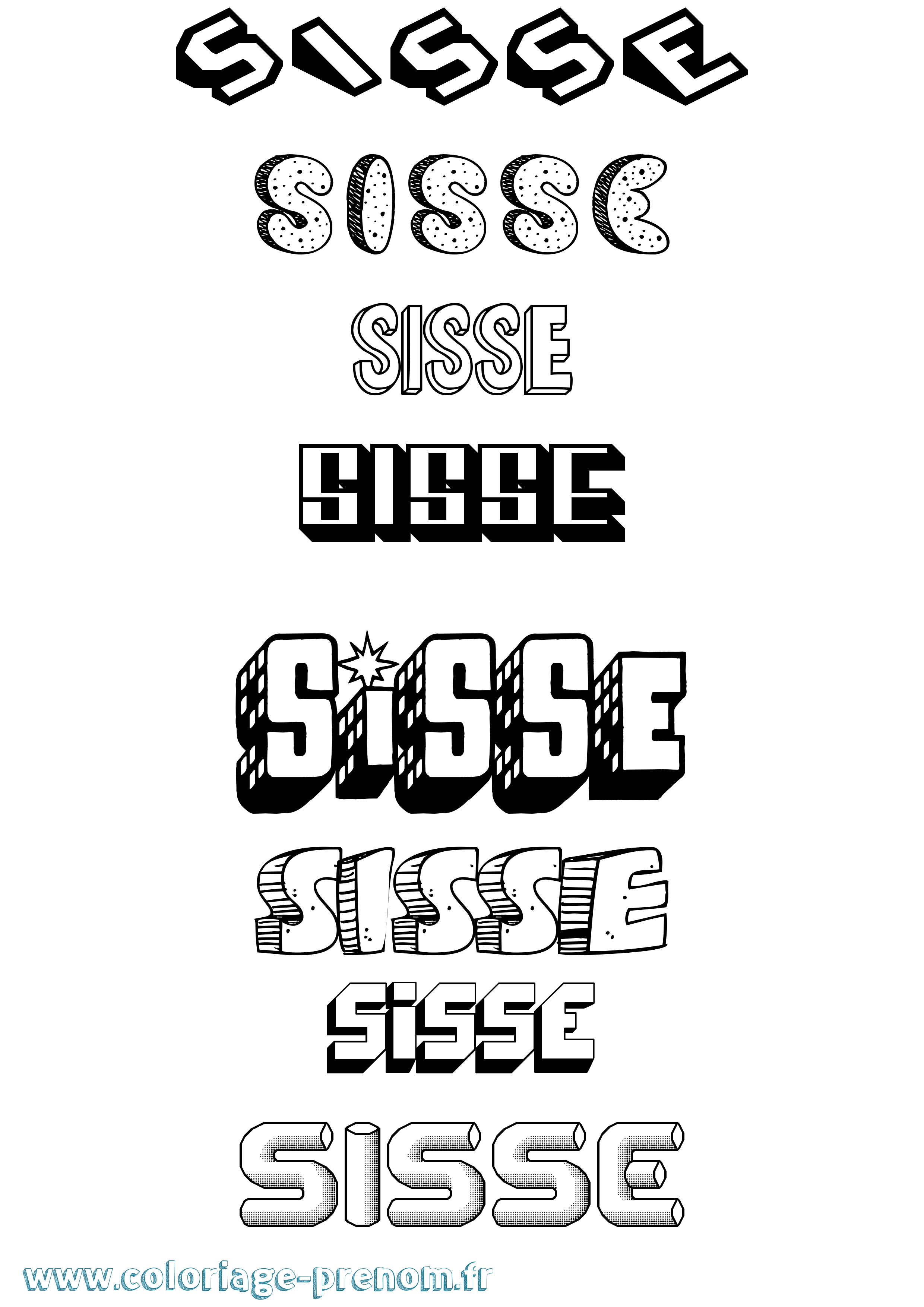 Coloriage Sisse Effet 3D Coloriage prénom Sisse Effet 3D