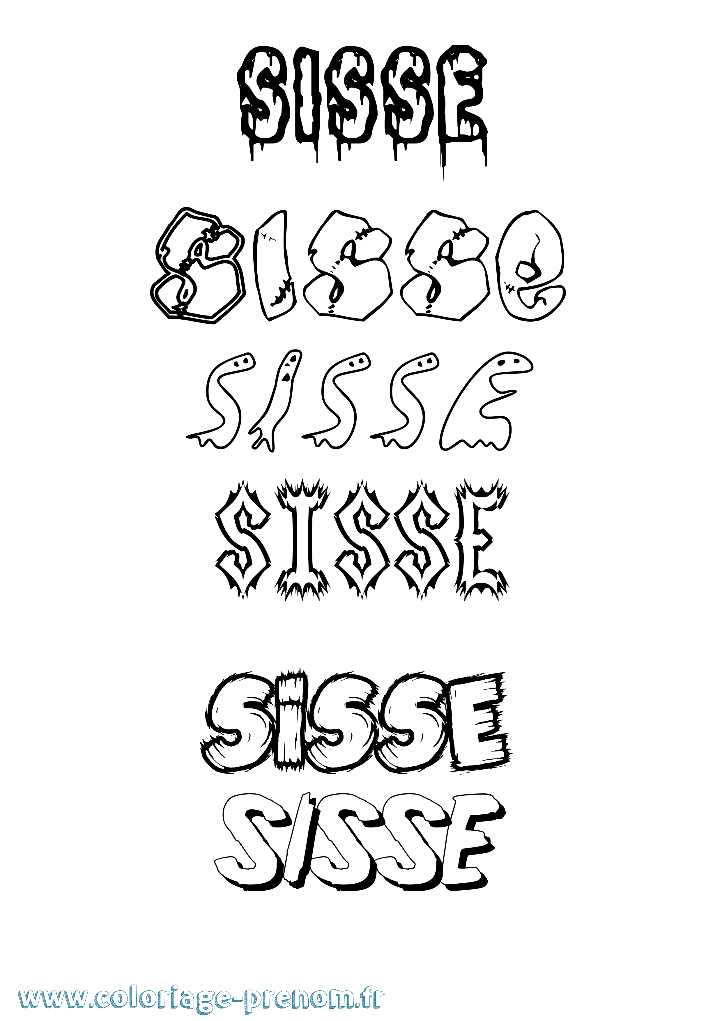 Coloriage Sisse Frisson Coloriage prénom Sisse Frisson