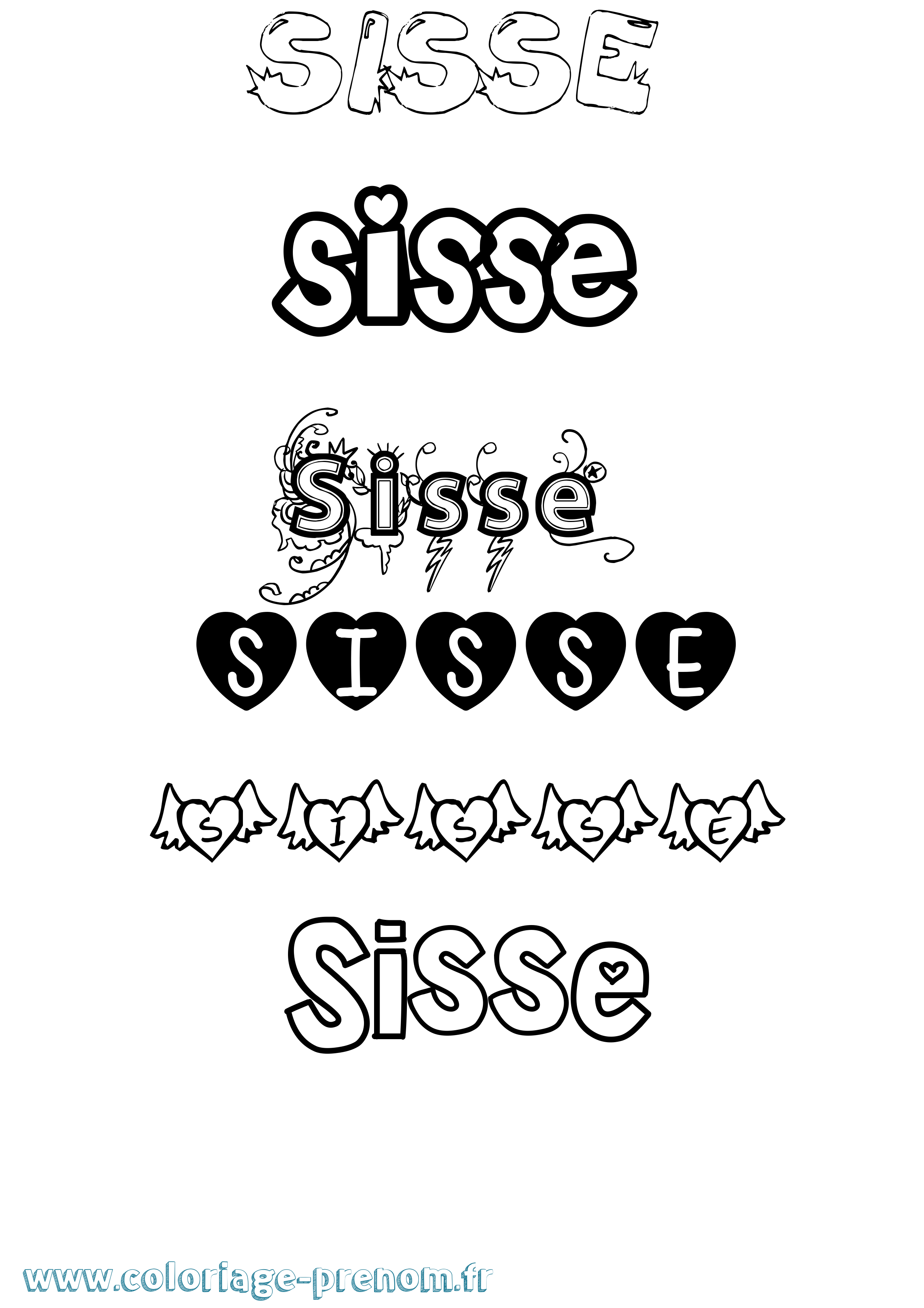 Coloriage Sisse Girly Coloriage prénom Sisse Girly
