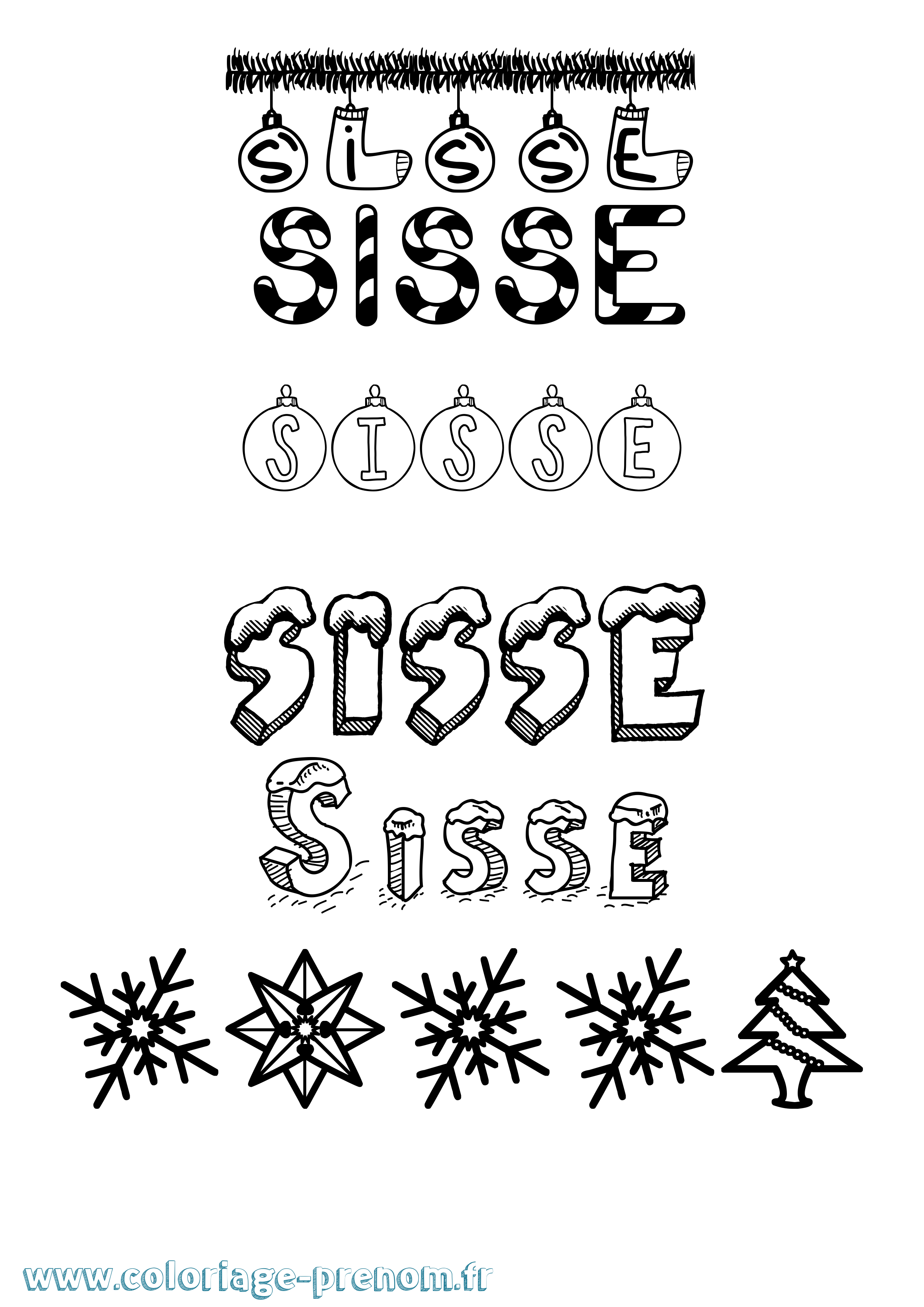 Coloriage Sisse Noël Coloriage prénom Sisse Noël