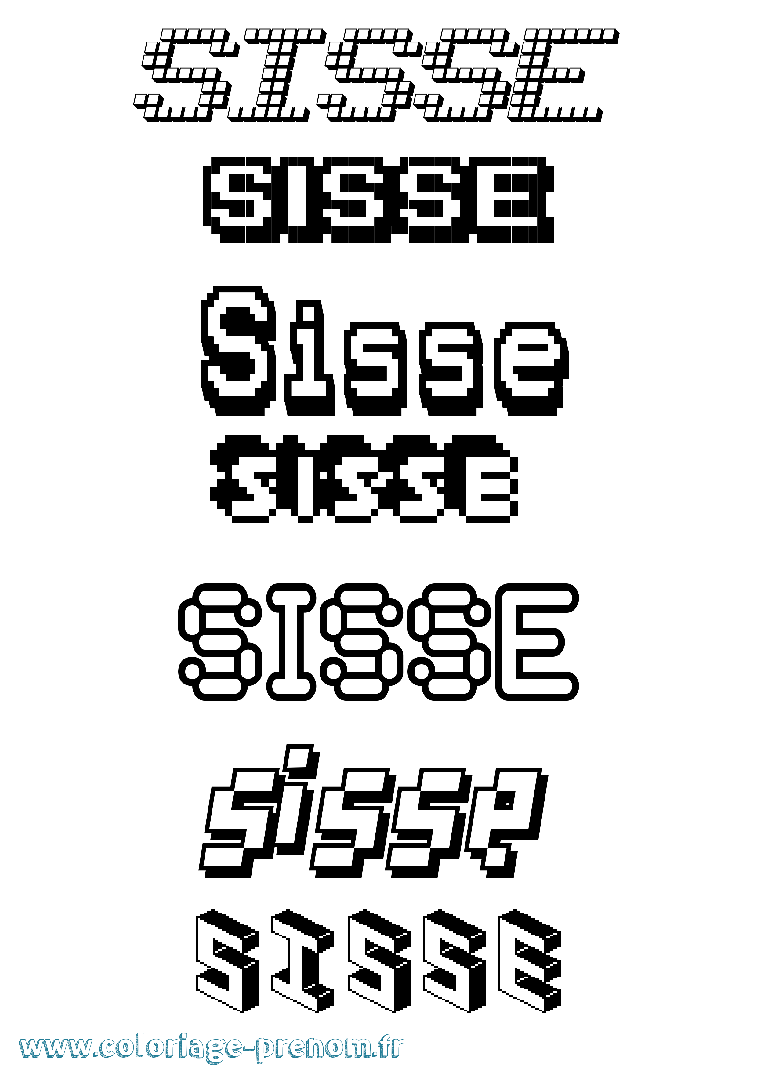 Coloriage Sisse Pixel Coloriage prénom Sisse Pixel