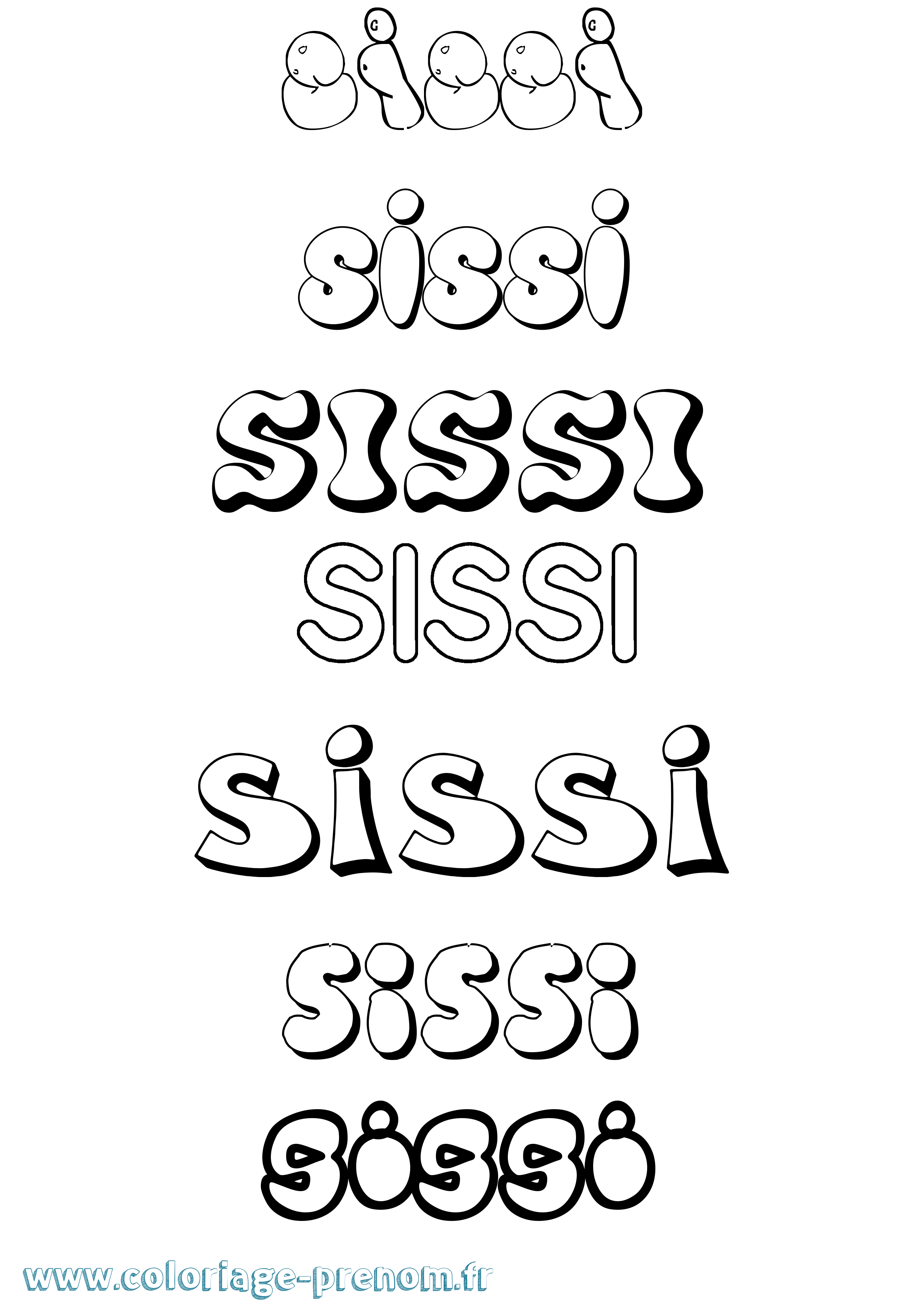 Coloriage Sissi Bubble Coloriage prénom Sissi Bubble
