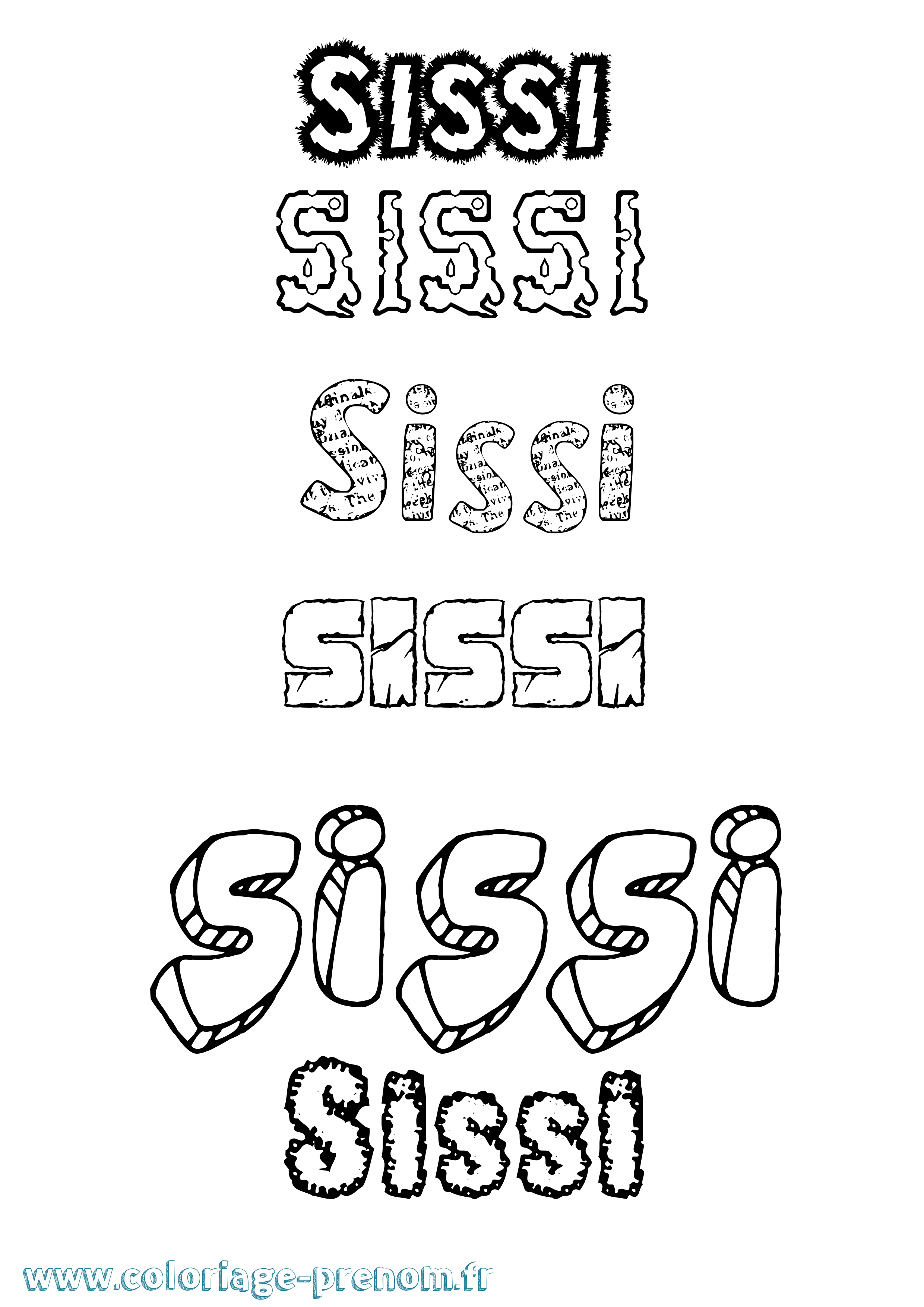 Coloriage Sissi Destructuré Coloriage prénom Sissi Destructuré