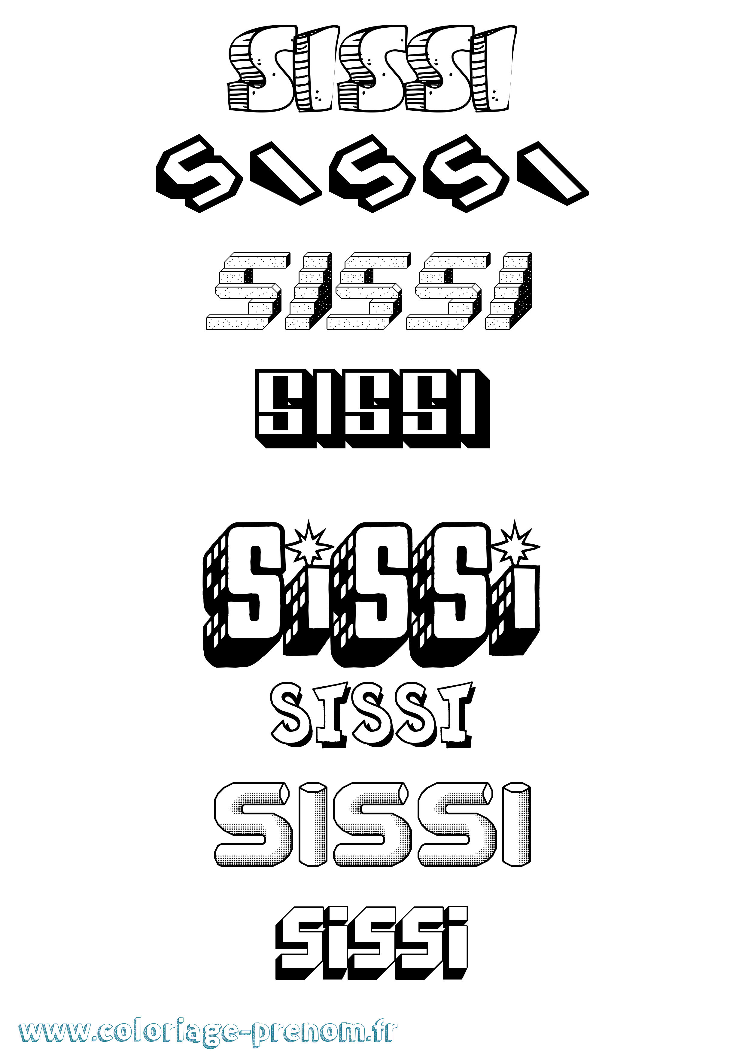 Coloriage Sissi Effet 3D Coloriage prénom Sissi Effet 3D