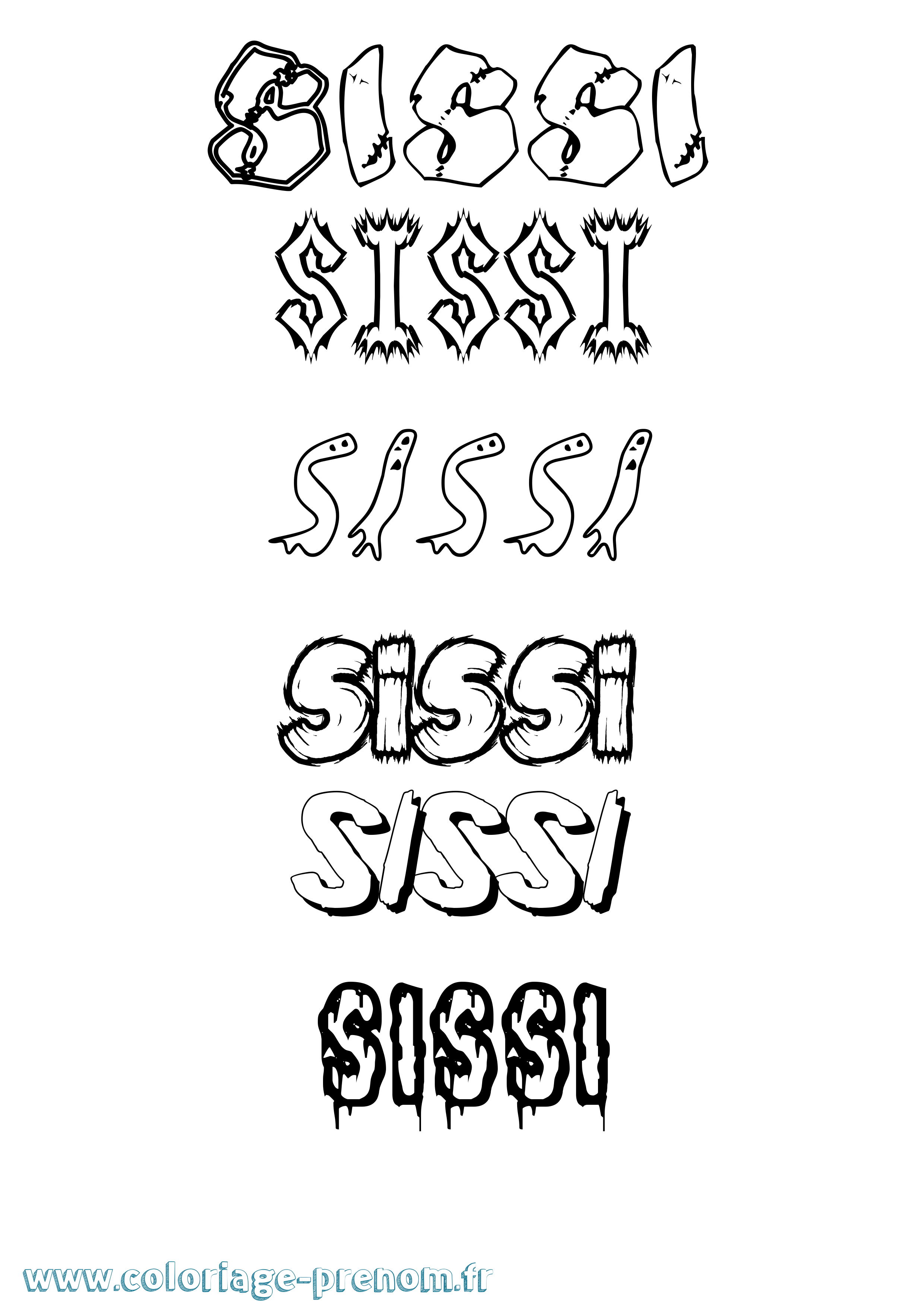 Coloriage Sissi Frisson Coloriage prénom Sissi Frisson