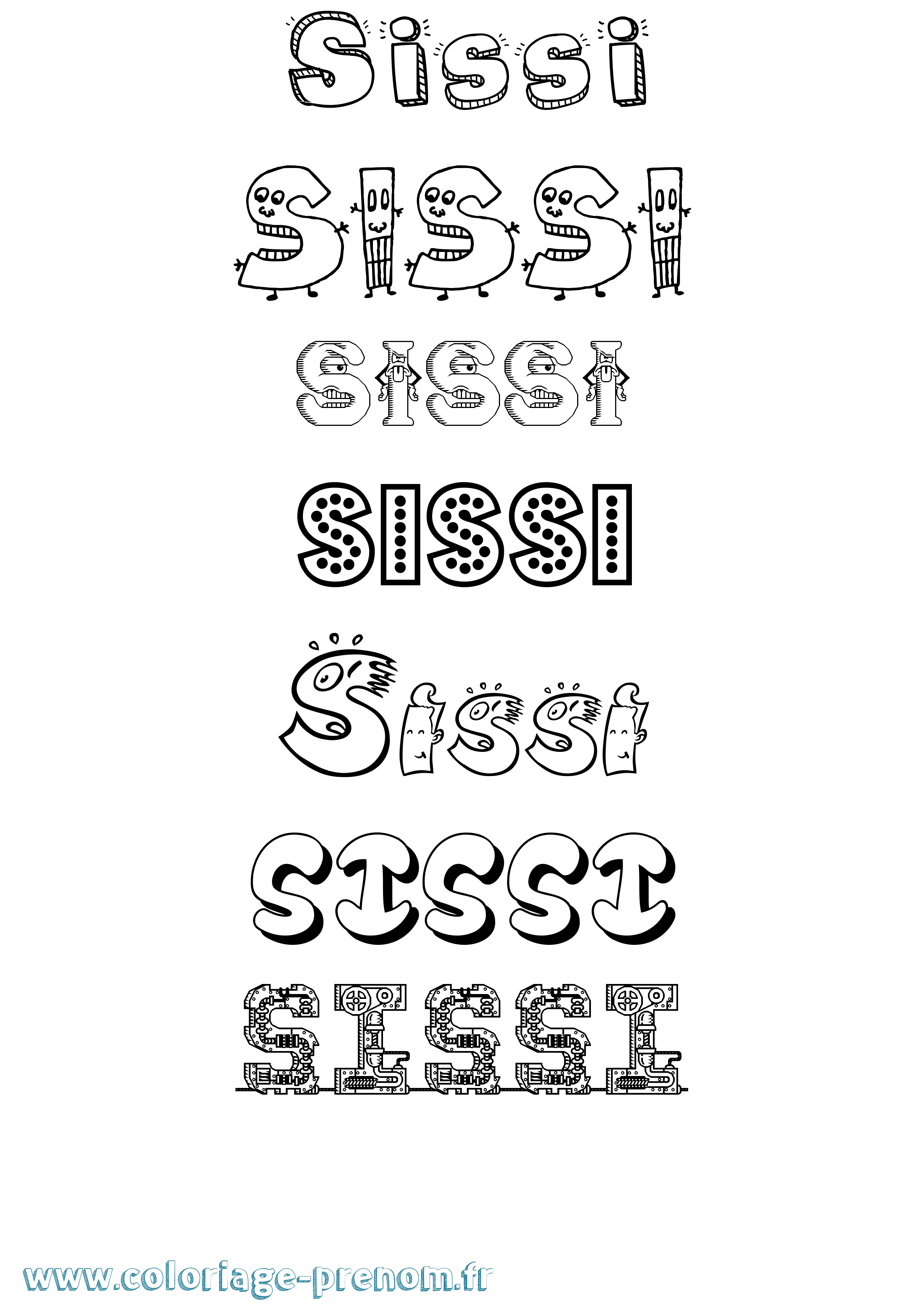 Coloriage Sissi Fun Coloriage prénom Sissi Fun