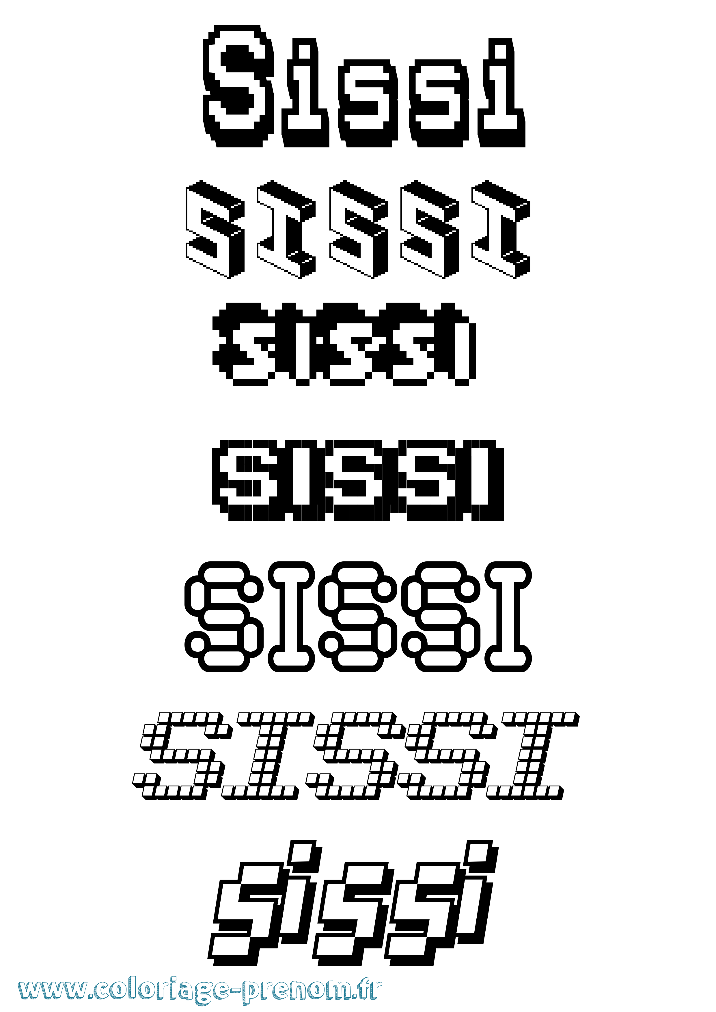 Coloriage Sissi Pixel Coloriage prénom Sissi Pixel